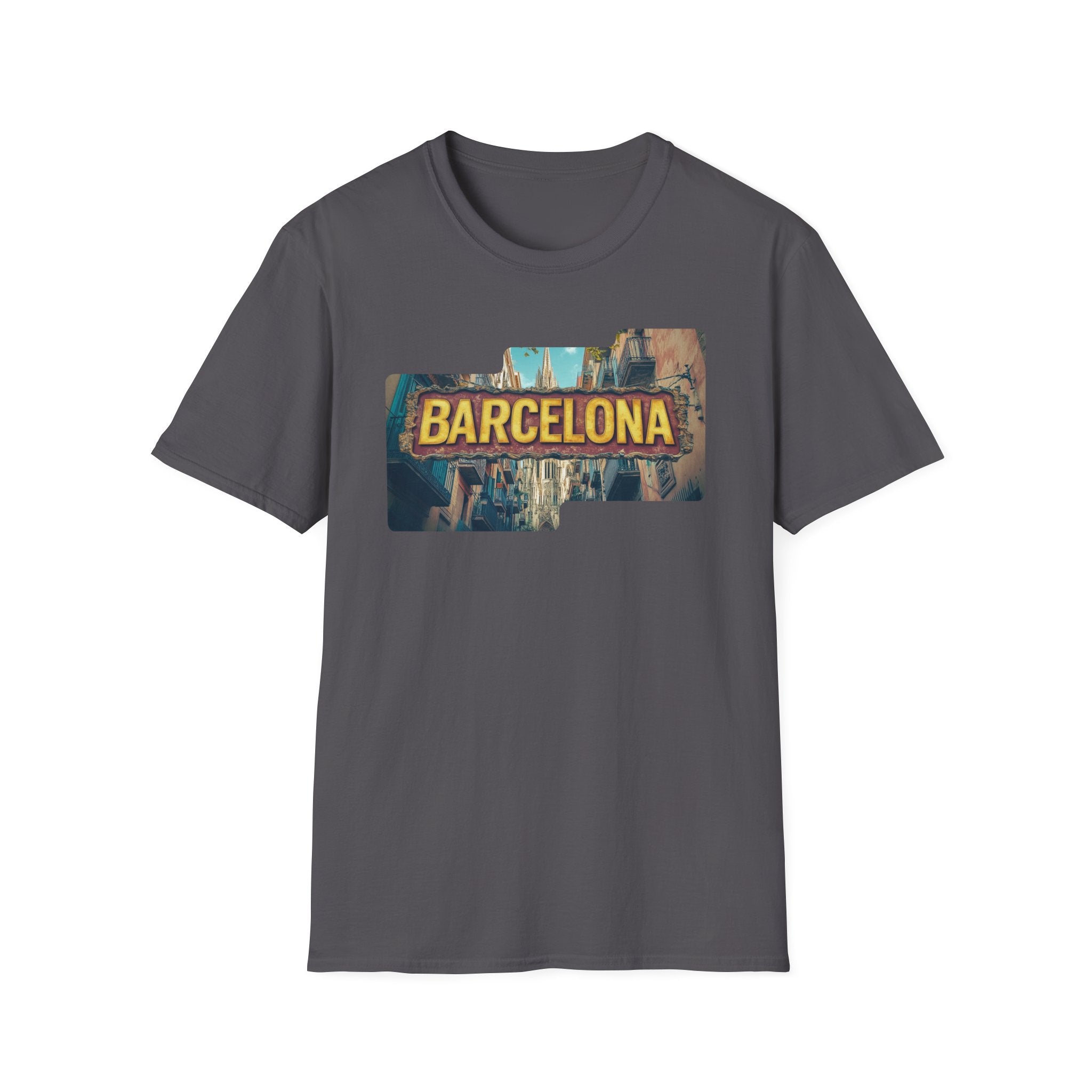 Barcelona Cityscape T-Shirt | Vintage Sign Travel Tee