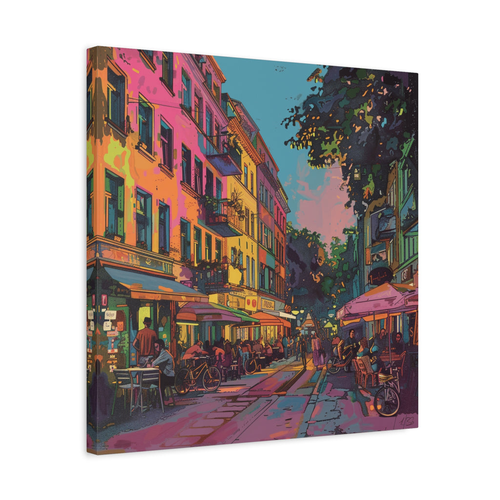Berlin Kreuzberg neighbourhood - Vibrant European Street Cafe Canvas
