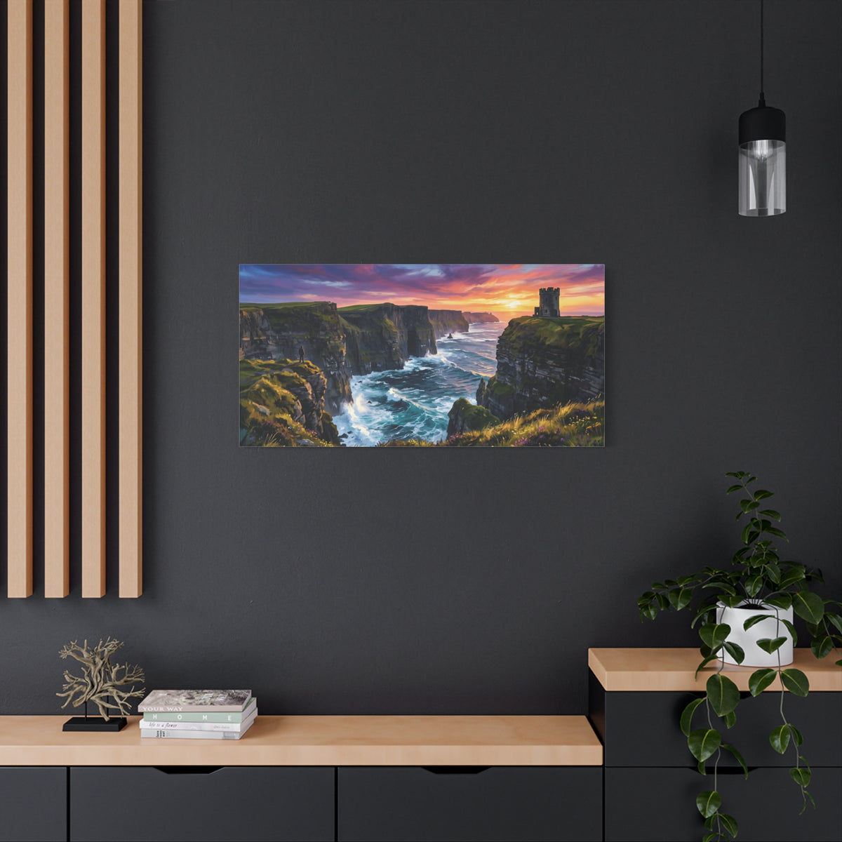 Cliffs of Moher - Ireland - Sunset Canvas Wall Art — Dramatic Coastal Landscape Stretched Canvas