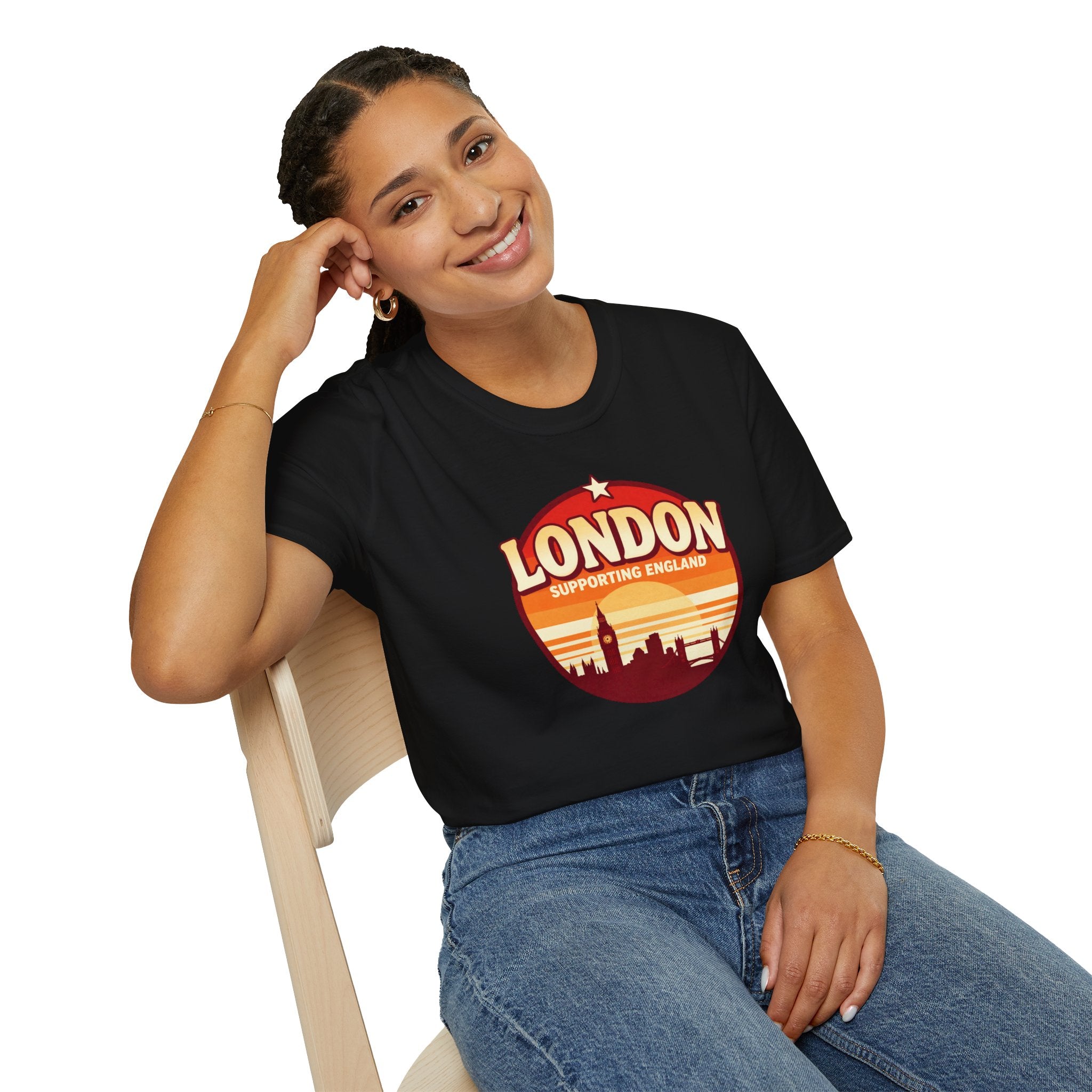 London Skyline T‑Shirt — Supporting England Retro Sunset Graphic