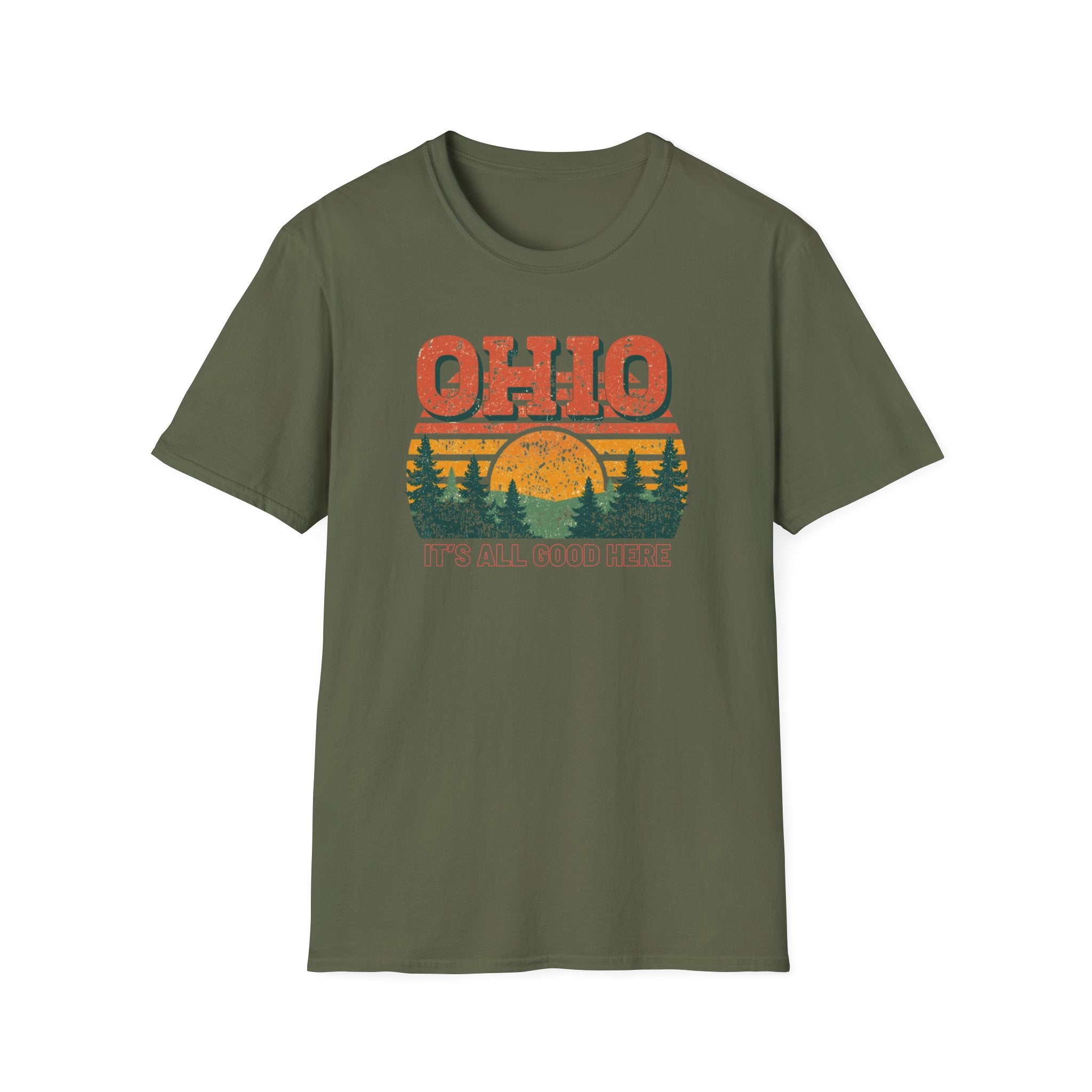 Ohio Sunset T-Shirt — 'Ohio It's All Good Here' Retro Nature Tee