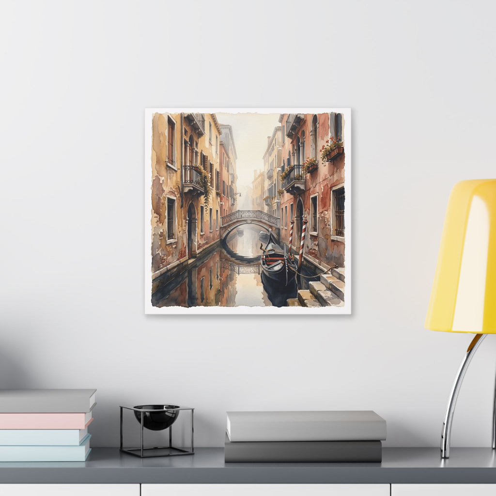 Venetian Canal Watercolor Canvas Print