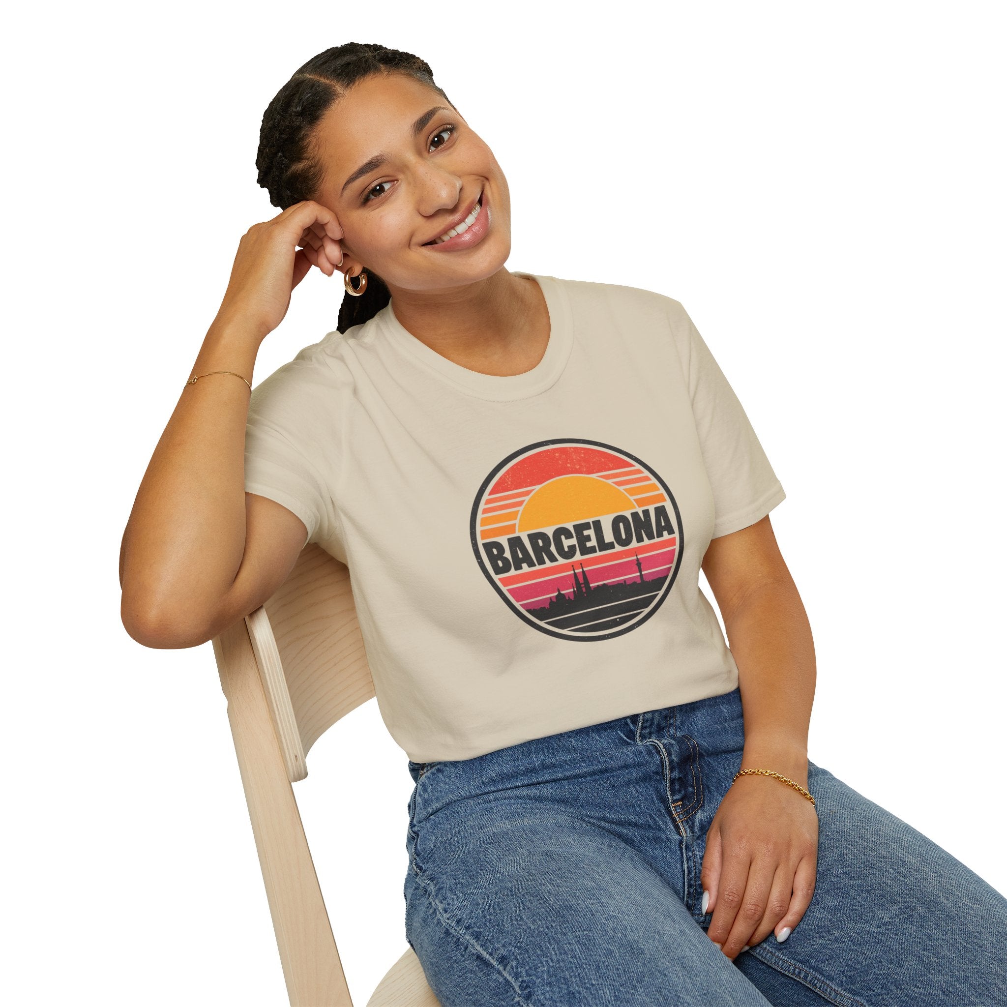 Barcelona Sunset T-Shirt — Retro Skyline Graphic Tee