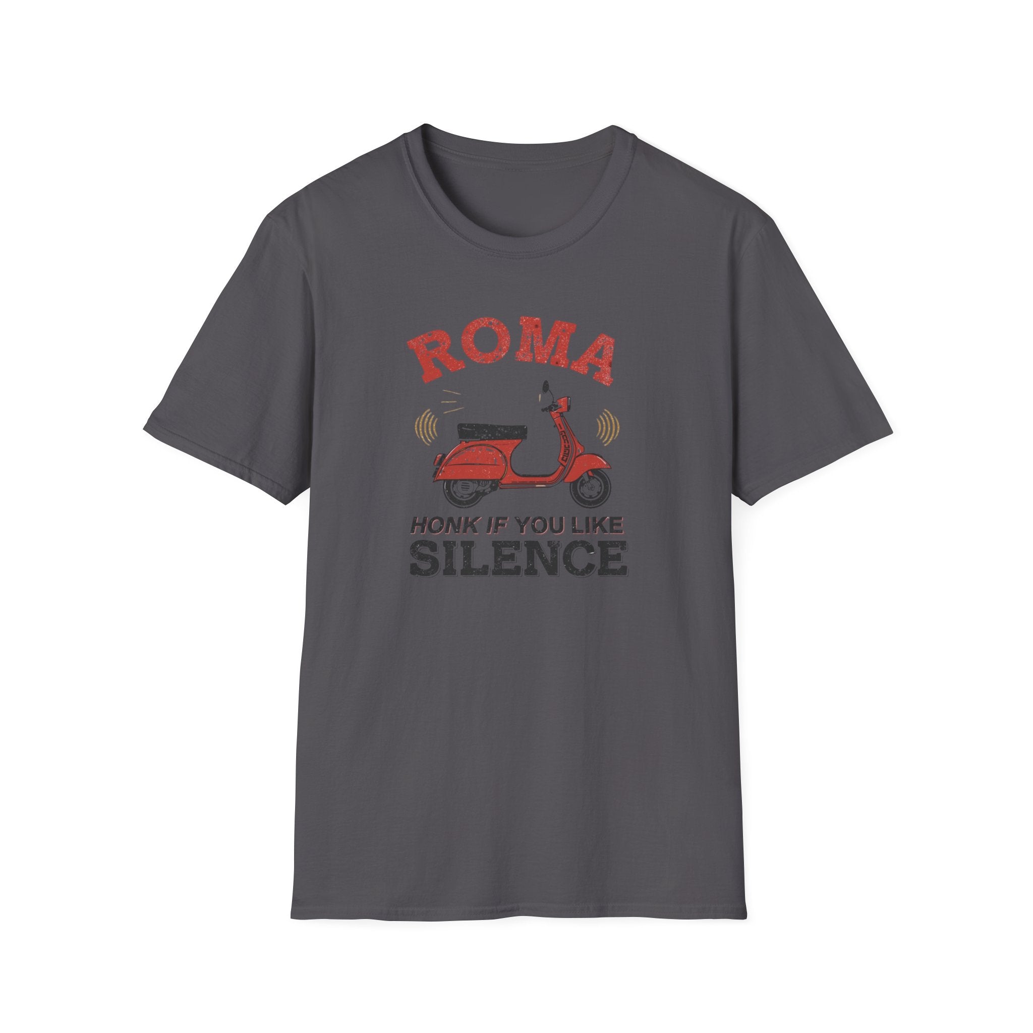 Roma Scooter T‑Shirt — "Honk If You Like Silence" Vintage Vespa Tee