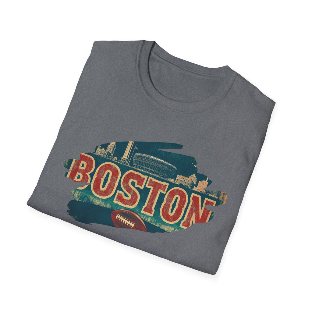 Boston Retro Brushstroke T-Shirt | City Skyline, Vintage Text