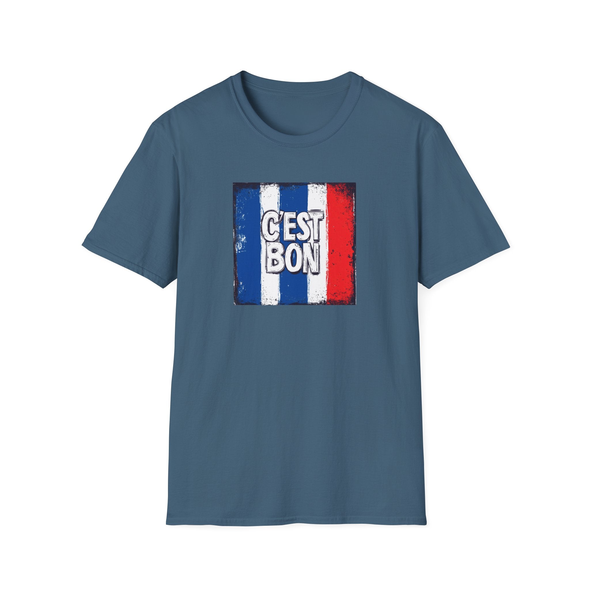 Cest Bon T-Shirt | French Flag Graphic, Vintage Tricolor Design