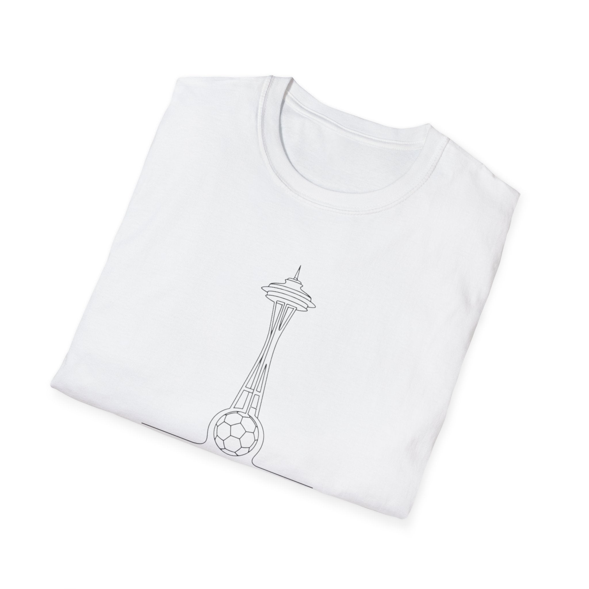 Seattle Space Needle Sketch T-Shirt — Minimalist 'Seattle World Cup 2026' Souvenir Tee