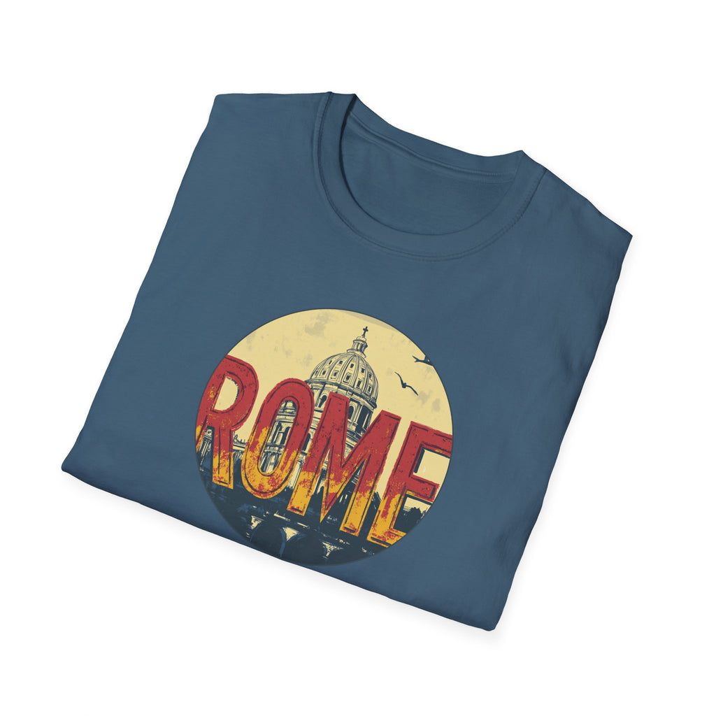 Rome skyline circle graphic T-Shirt | Vatican St. Peter dome vintage travel design