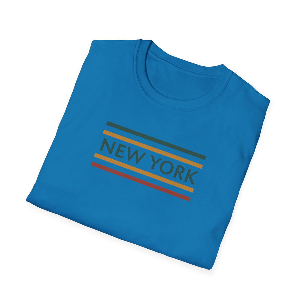New York Striped Logo T-Shirt | Retro Lines City Design