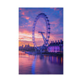 London Eye Sunset Canvas Wall Art — Purple Sunrise Cityscape Stretched Canvas