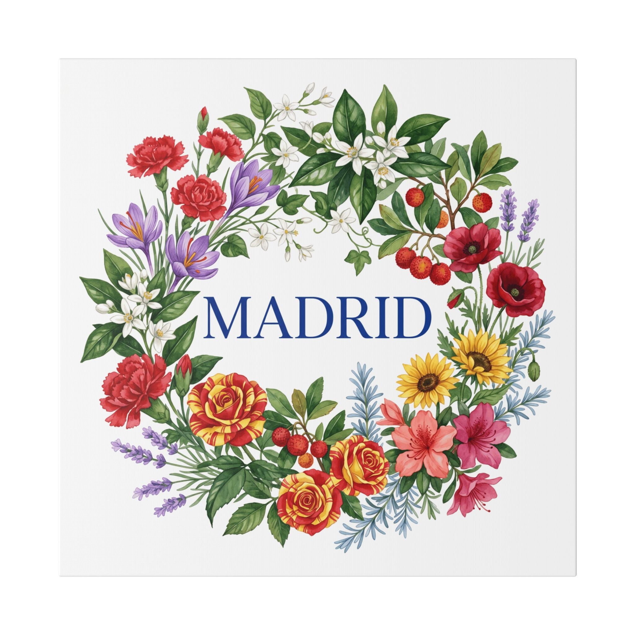 Madrid Floral Canvas Wall Art — Botanical Wreath Home Decor