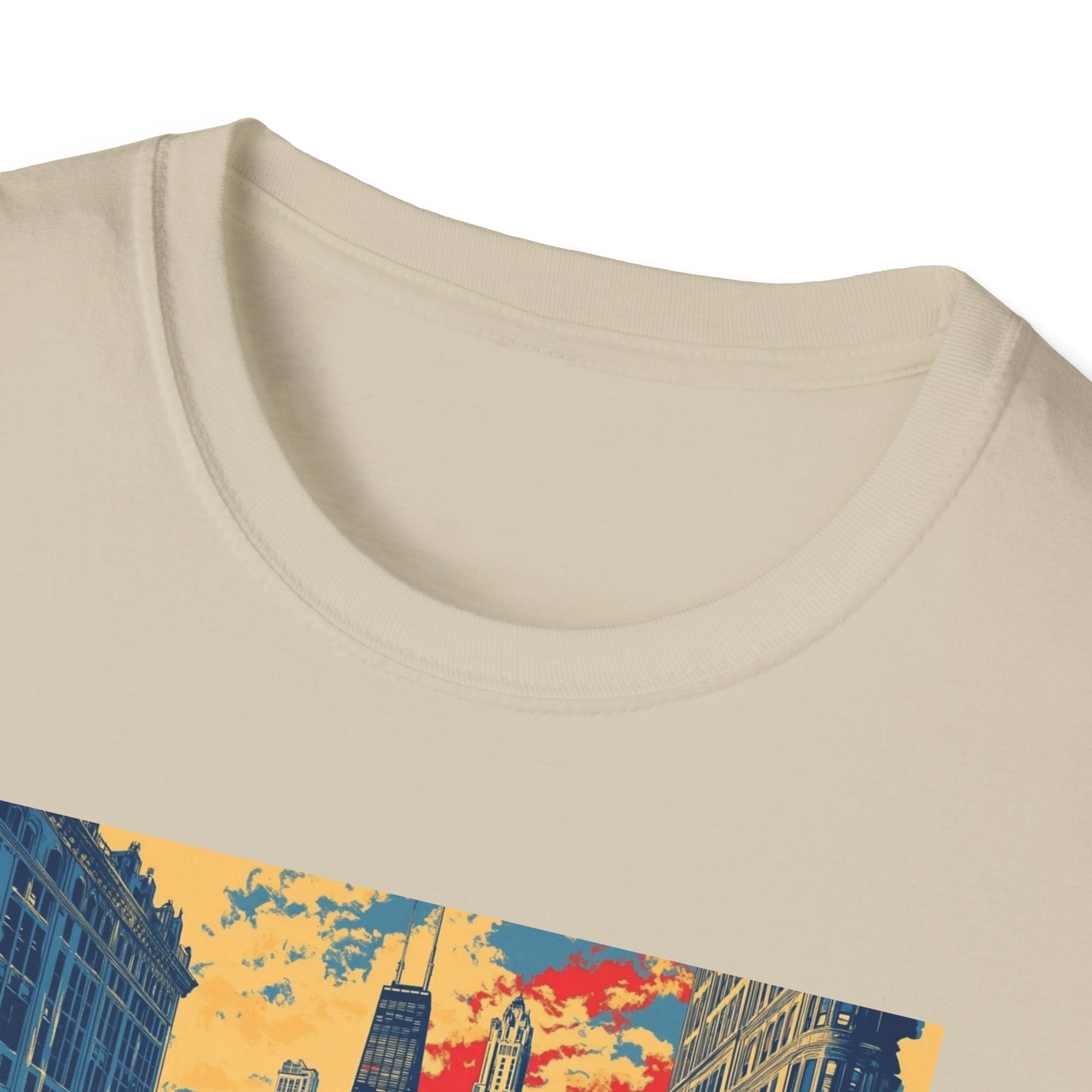 Chicago Cityscape T-Shirt | Vintage Skyline, El Train Poster Style