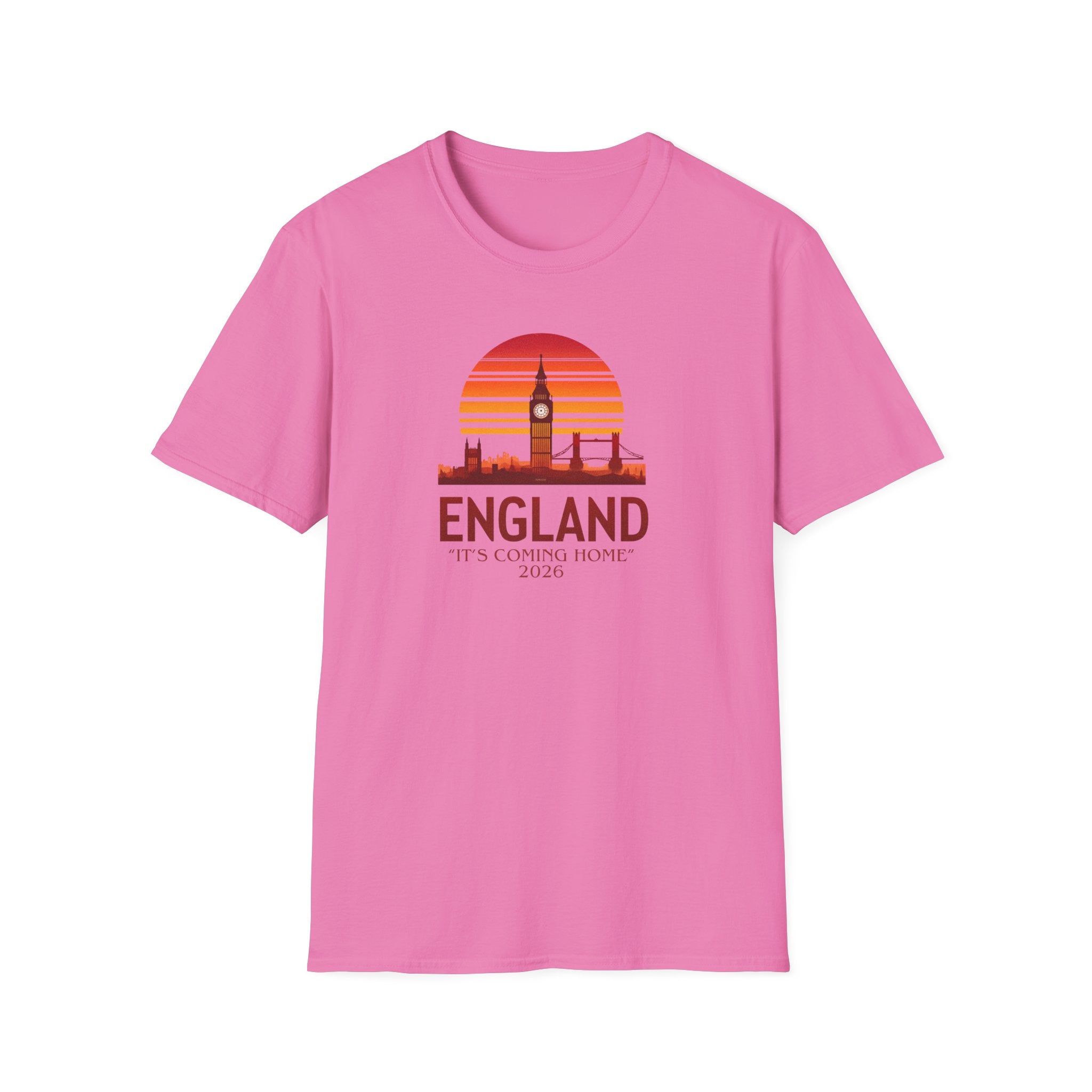 England Skyline World Cup 2026 T‑Shirt — "England It's Coming Home" Retro Sunset Tee