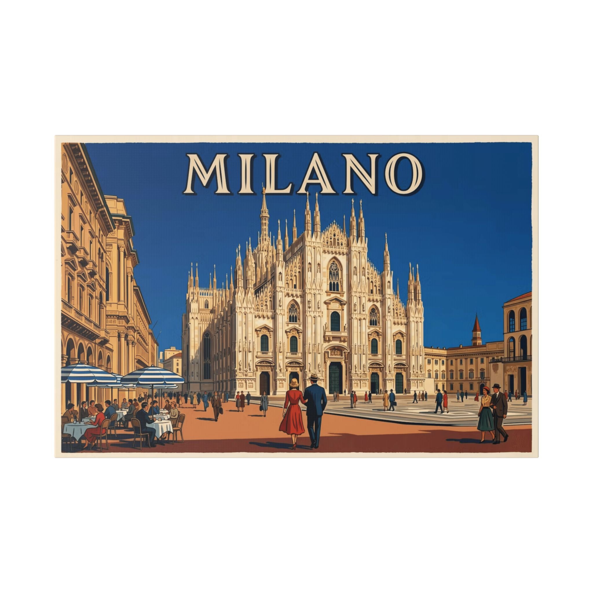 Milano Duomo Travel Canvas Print – Vintage Italian Poster Wall Art