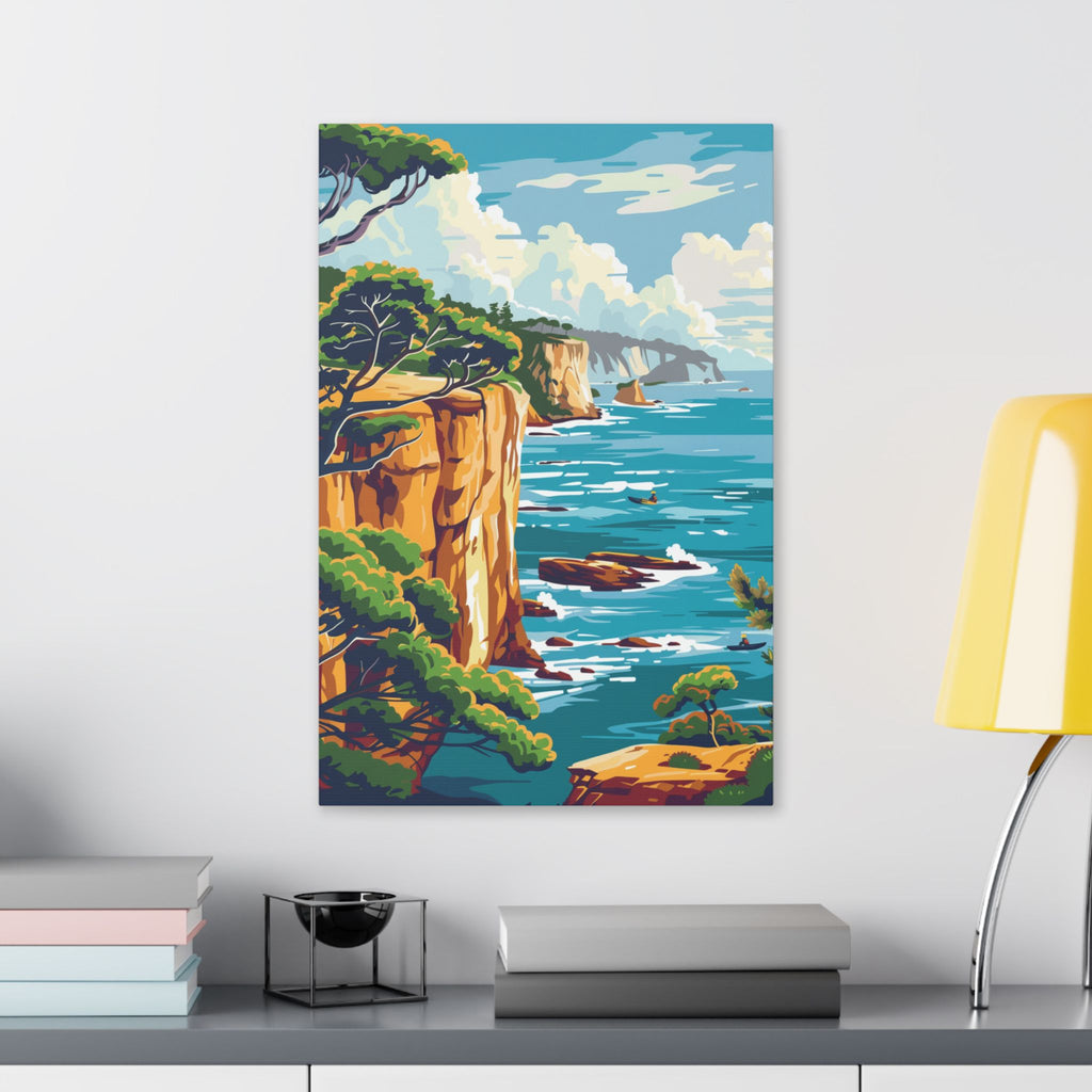 San Diego La Jolla Cove - Coastal Cliffside Canvas Art - Vibrant  Pacific Ocean Sea View Wall Decor