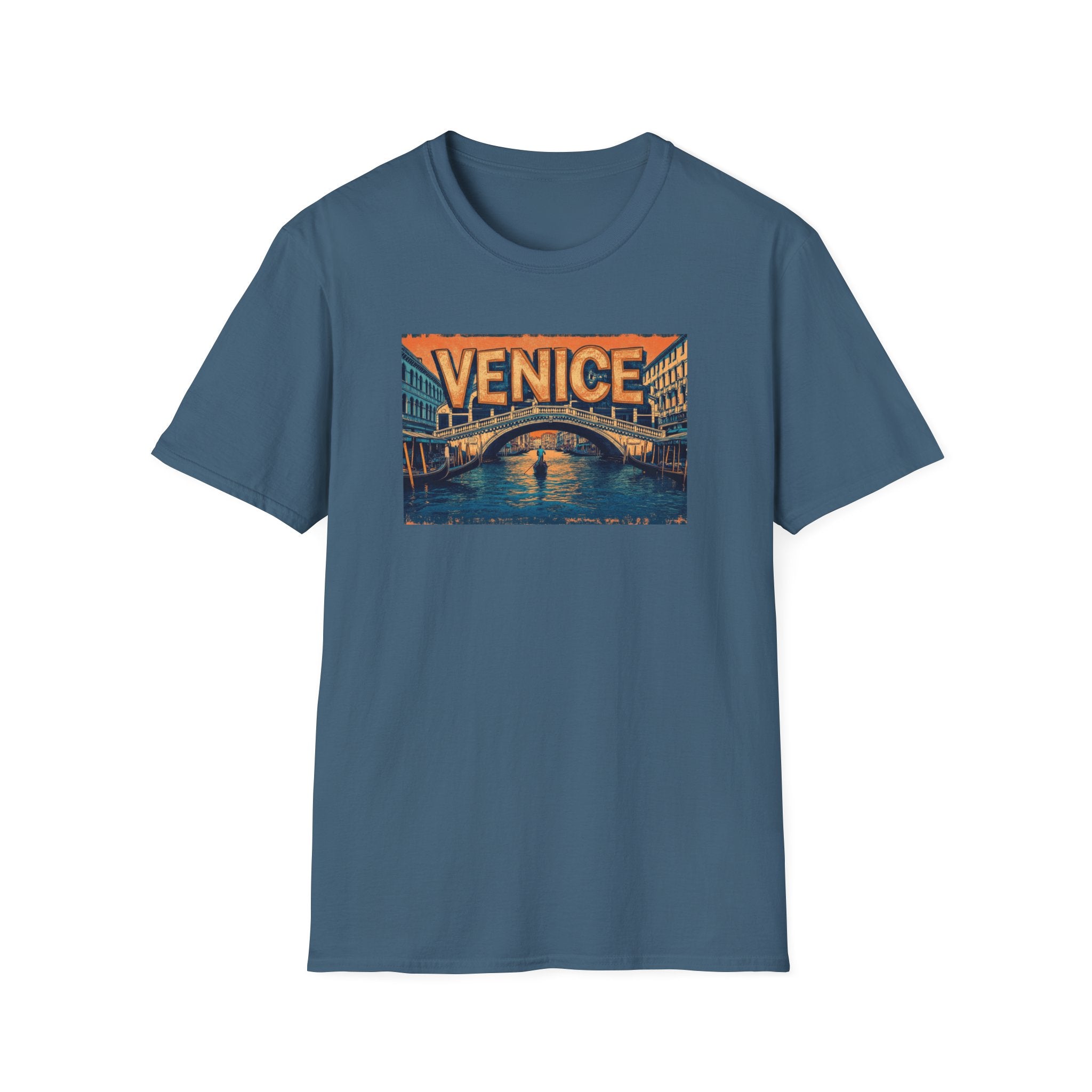 Venice Vintage Canal Poster T-Shirt | Gondola Bridge Italy Travel Tee