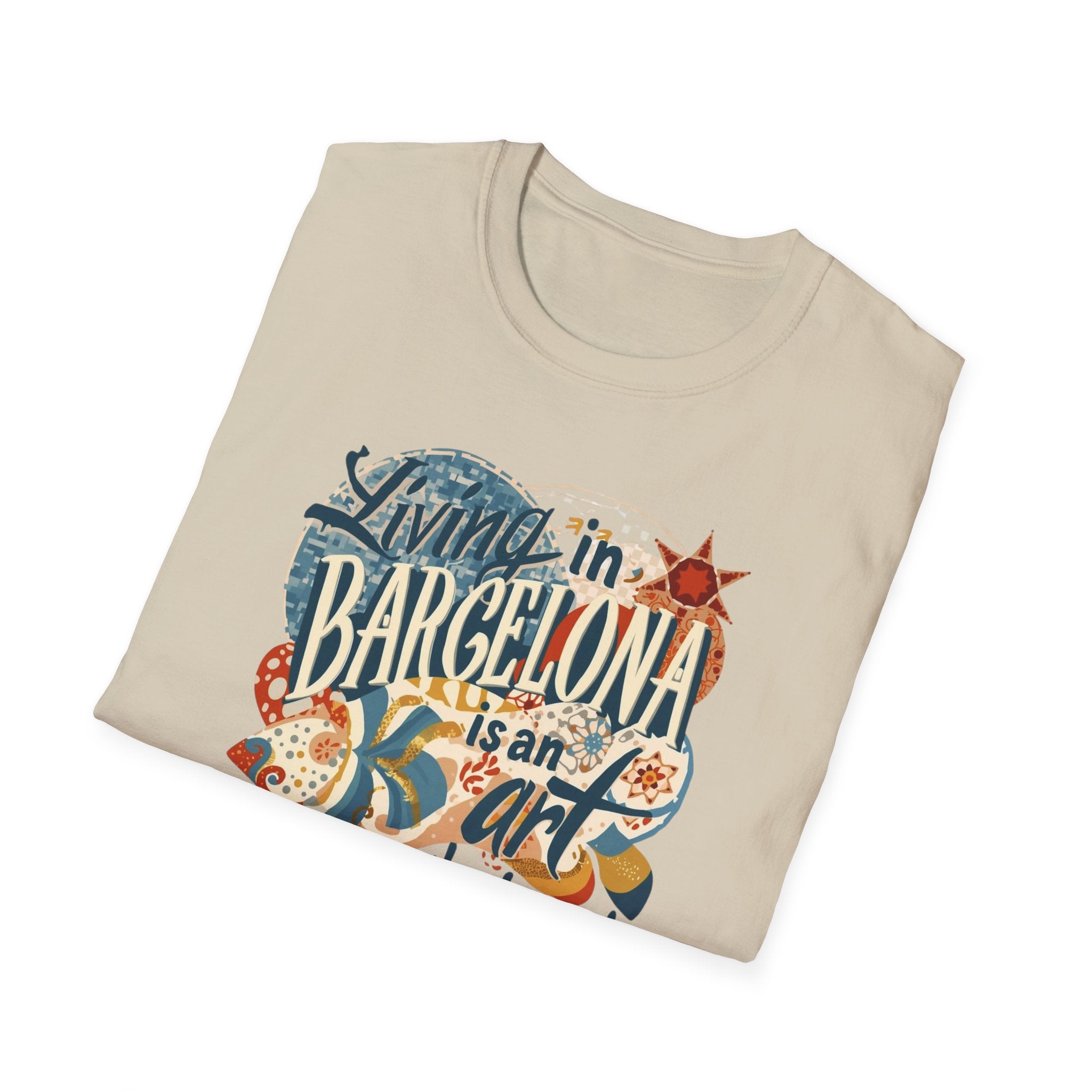 Barcelona Art Tee — "Living in Barcelona is an Art, Mostly Abstract" Graphic T-Shirt