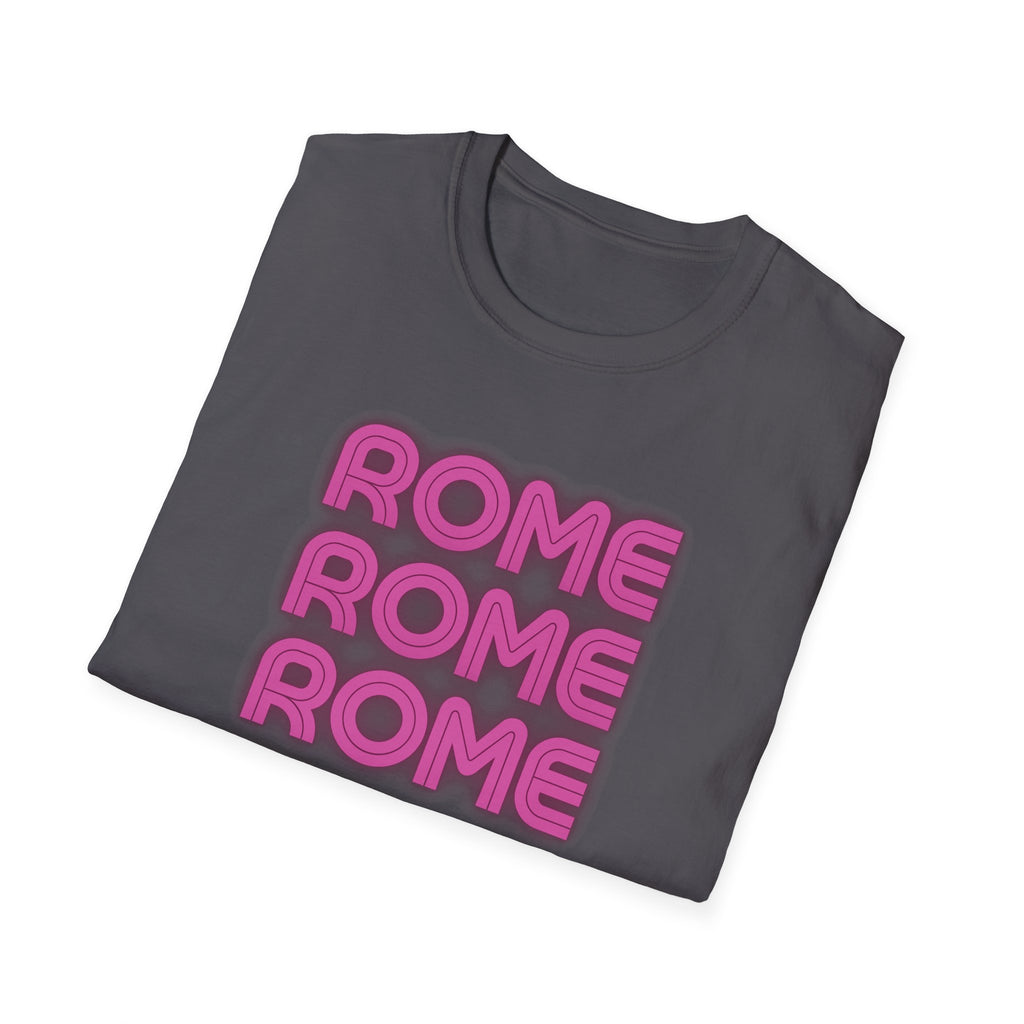 Rome Rome Rome T-Shirt | Pink Retro Text Tee