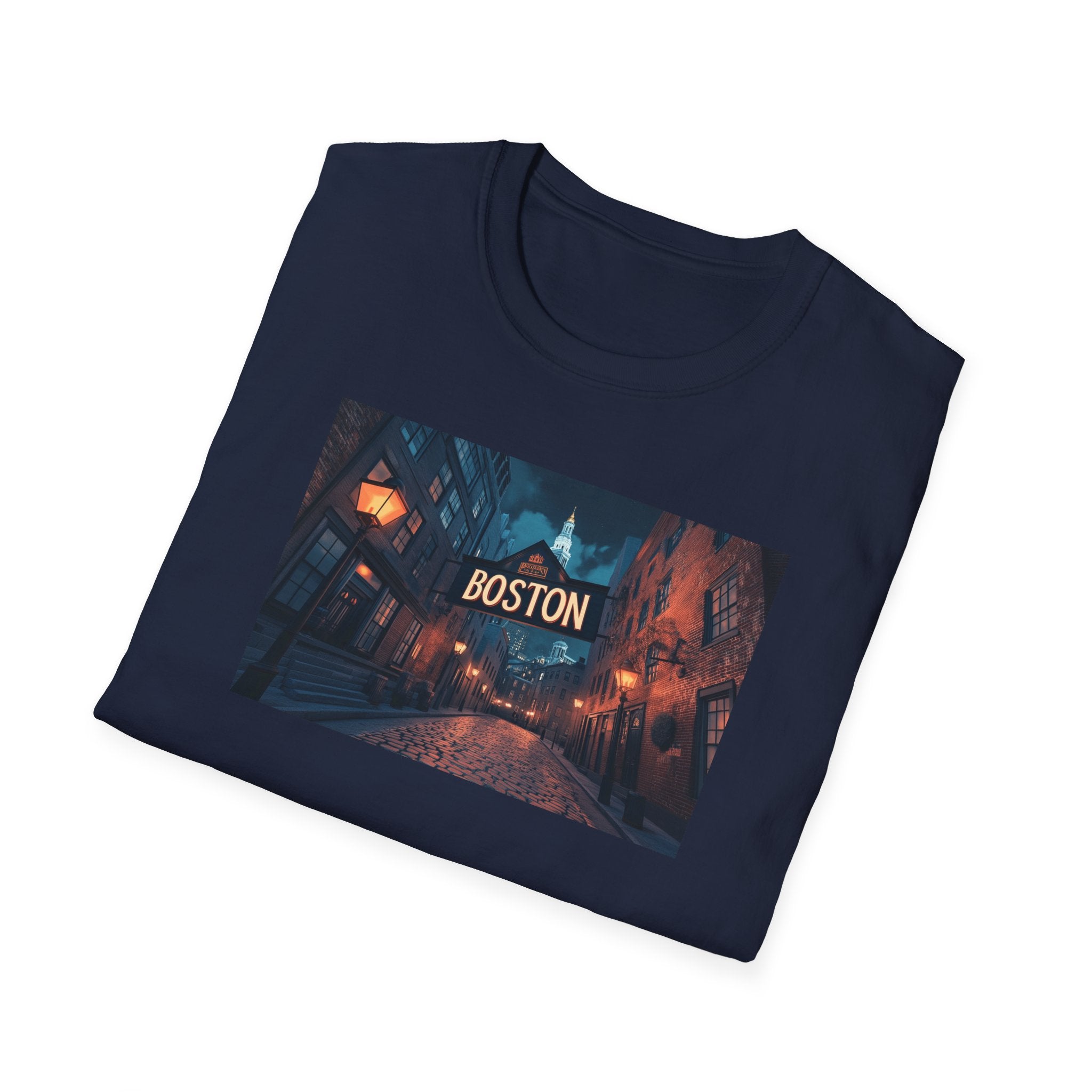 Boston Alley Nightscape T-Shirt | City Streets, Neon Sign