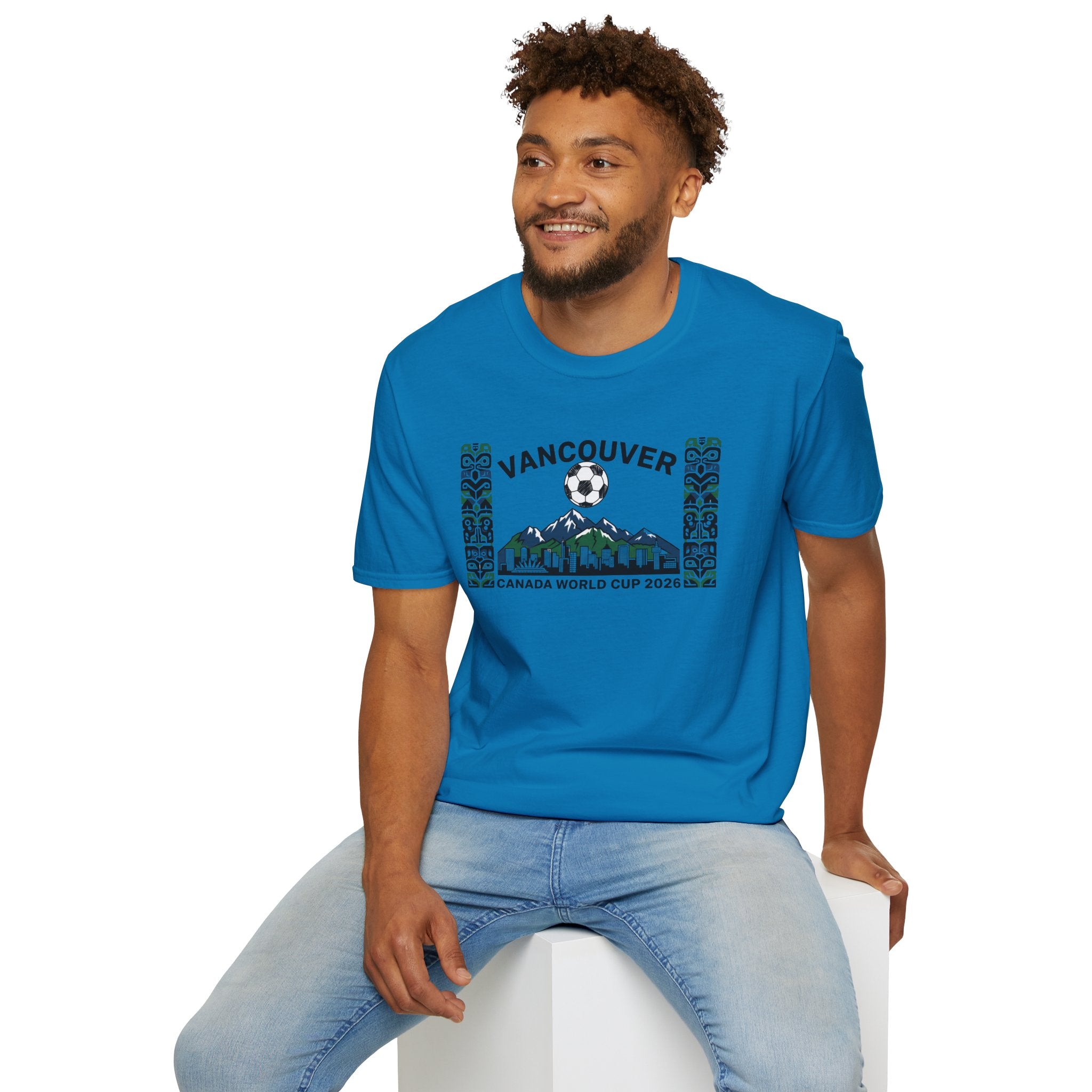 Vancouver Canada World Cup 2026 Soccer T-Shirt — City Skyline & Indigenous Pattern