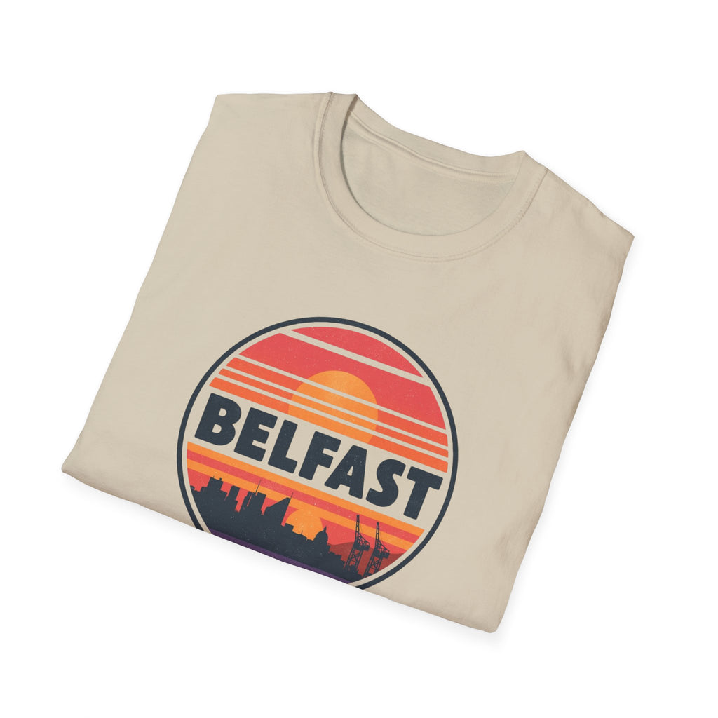 Belfast Sunset T-Shirt — Retro Skyline Graphic Tee