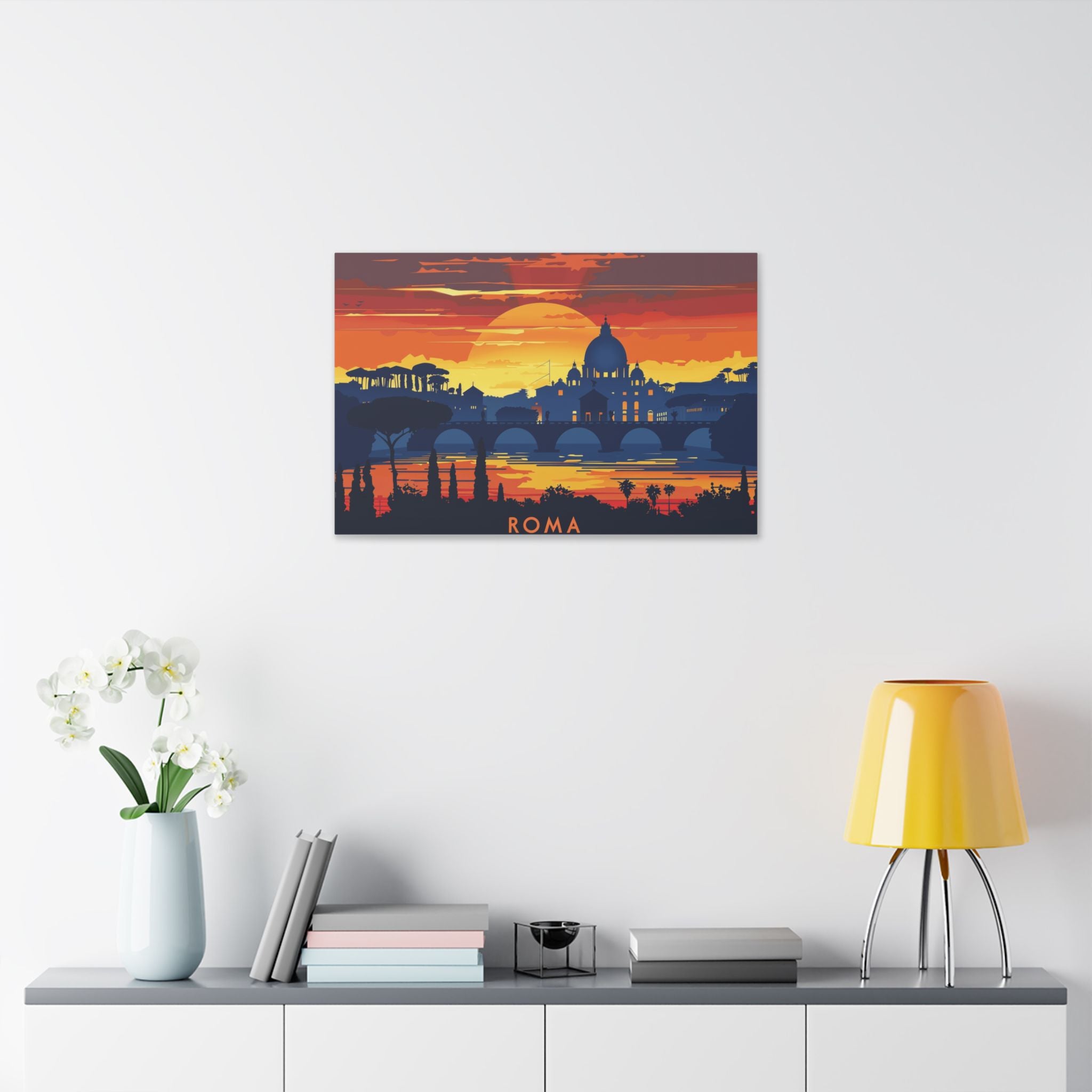 Roma Sunset Canvas Print — Classic Stretched Rome Wall Art