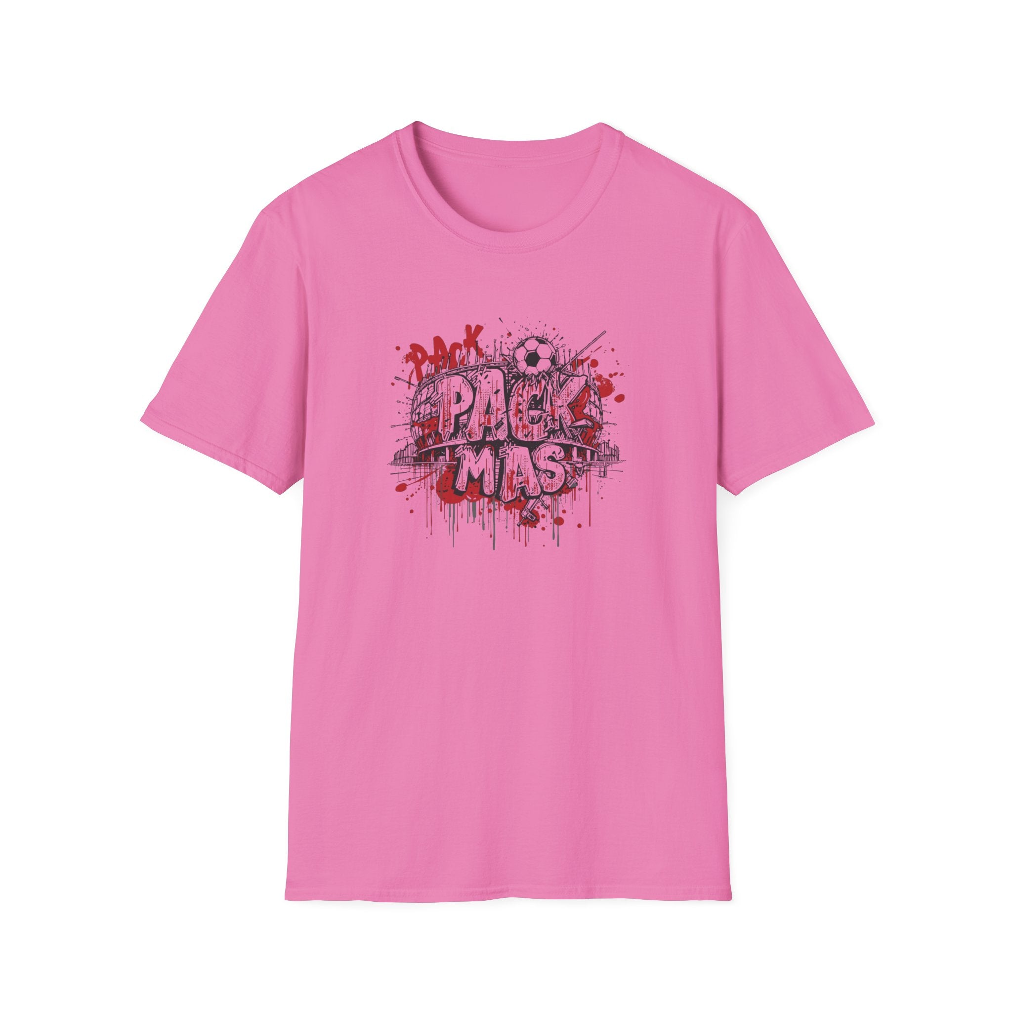 Pack Mas T-Shirt | Skull Mask Illustration, Horror Dripping Text