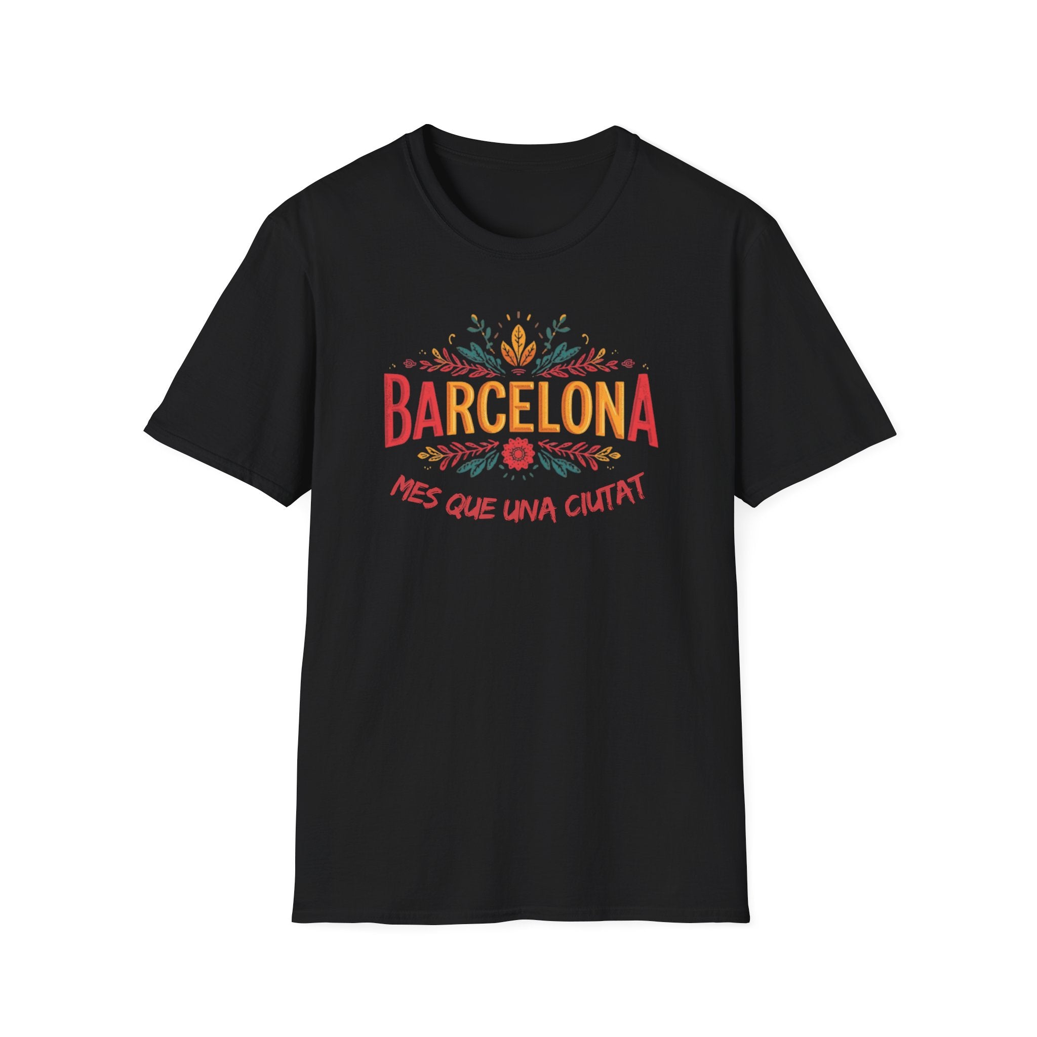 Barcelona floral script T-Shirt | Més que una ciutat, Catalonia travel tee