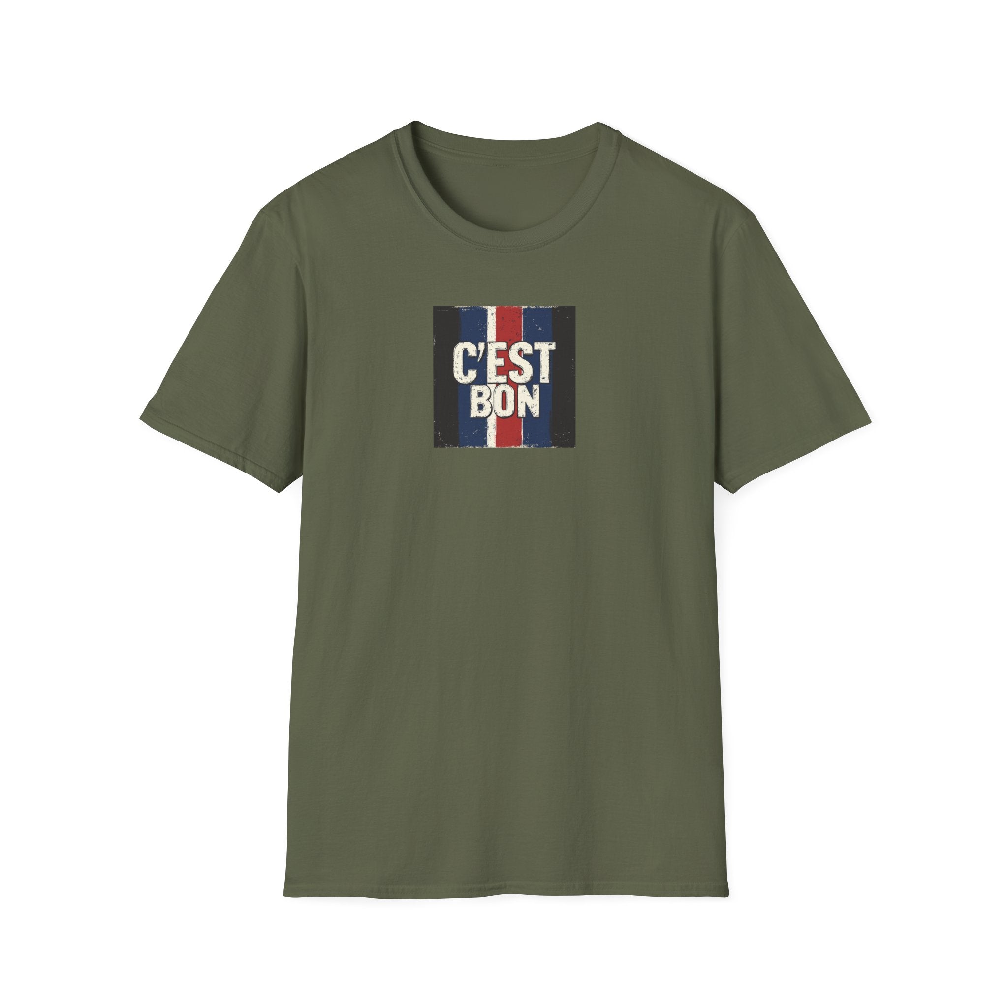 C'est Bon French Flag Stripe T-Shirt | Retro French Phrase Tee