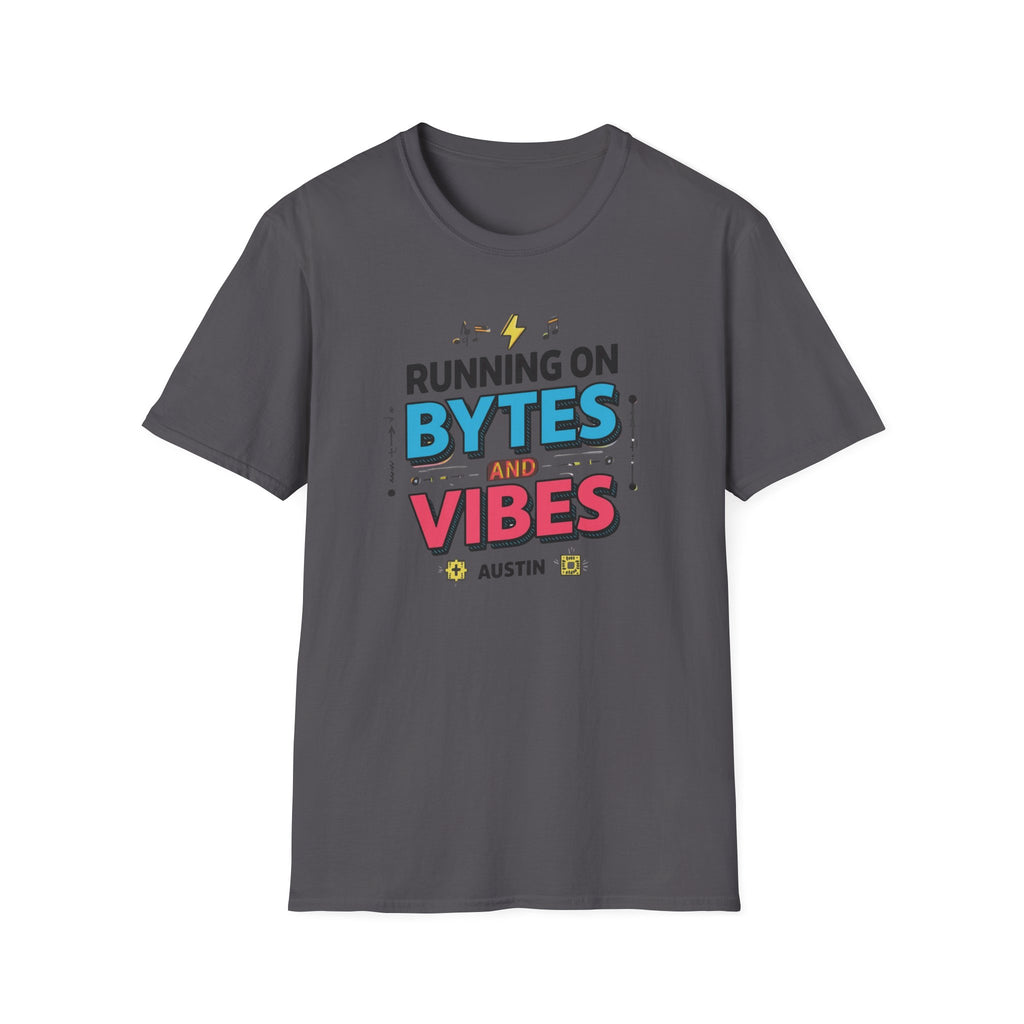 Running on Bytes and Vibes T-Shirt — Retro Tech Austin Graphic Tee