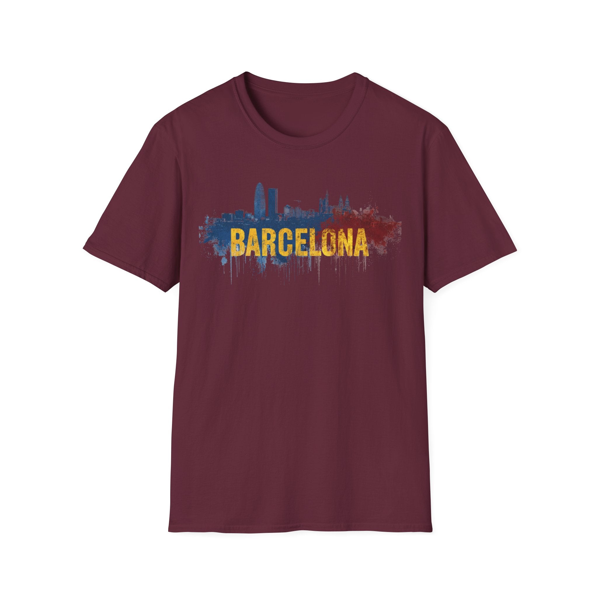 Barcelona skyline paint splash T-Shirt | Spanish city travel tee