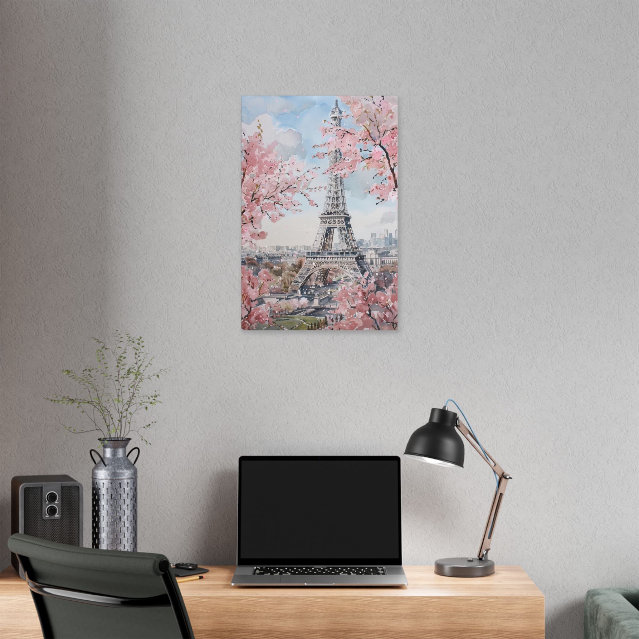 Eiffel Tower Cherry Blossom Canvas Print — Paris Wall Art