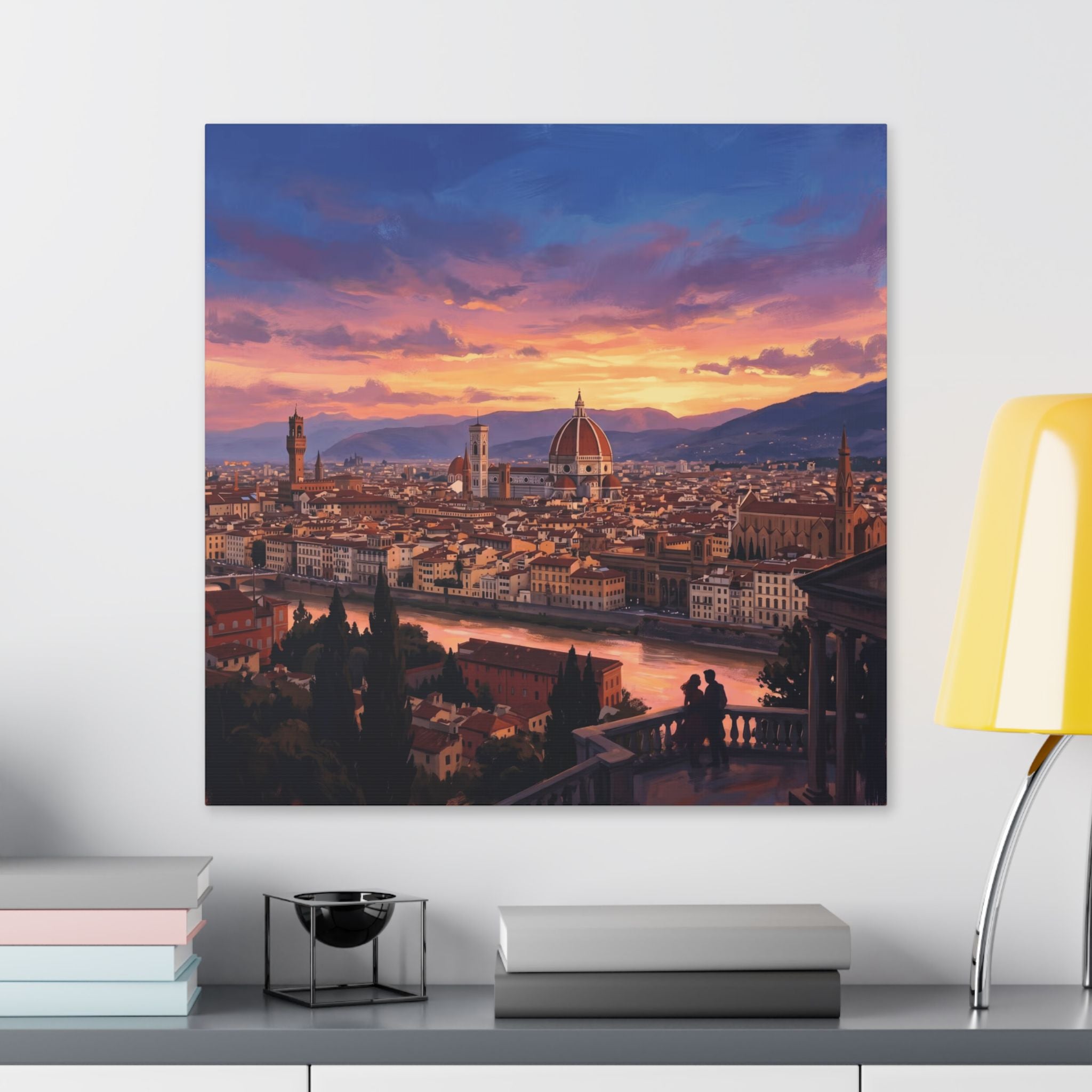 Florence Sunset Canvas Print — Romantic Cityscape Stretched Canvas