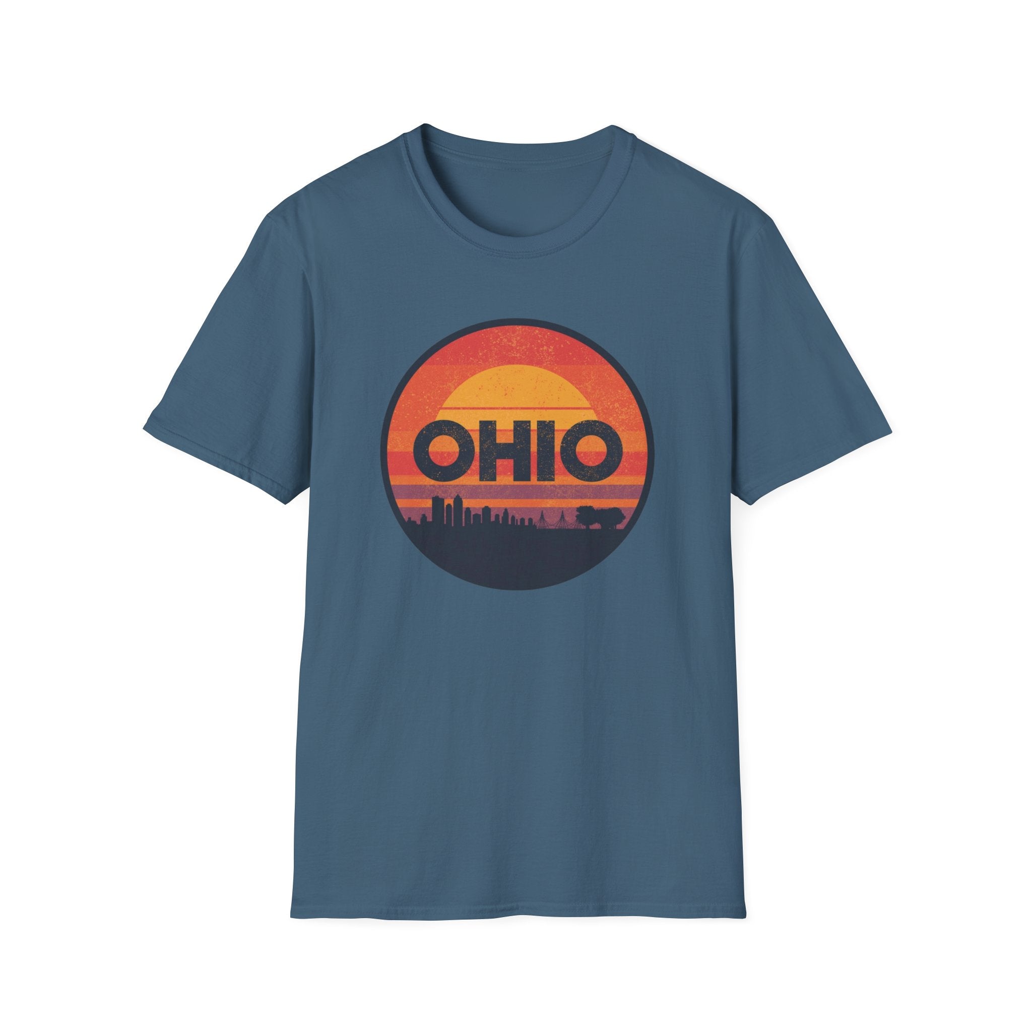 Ohio Retro Sunset T-Shirt — Vintage State Skyline Tee