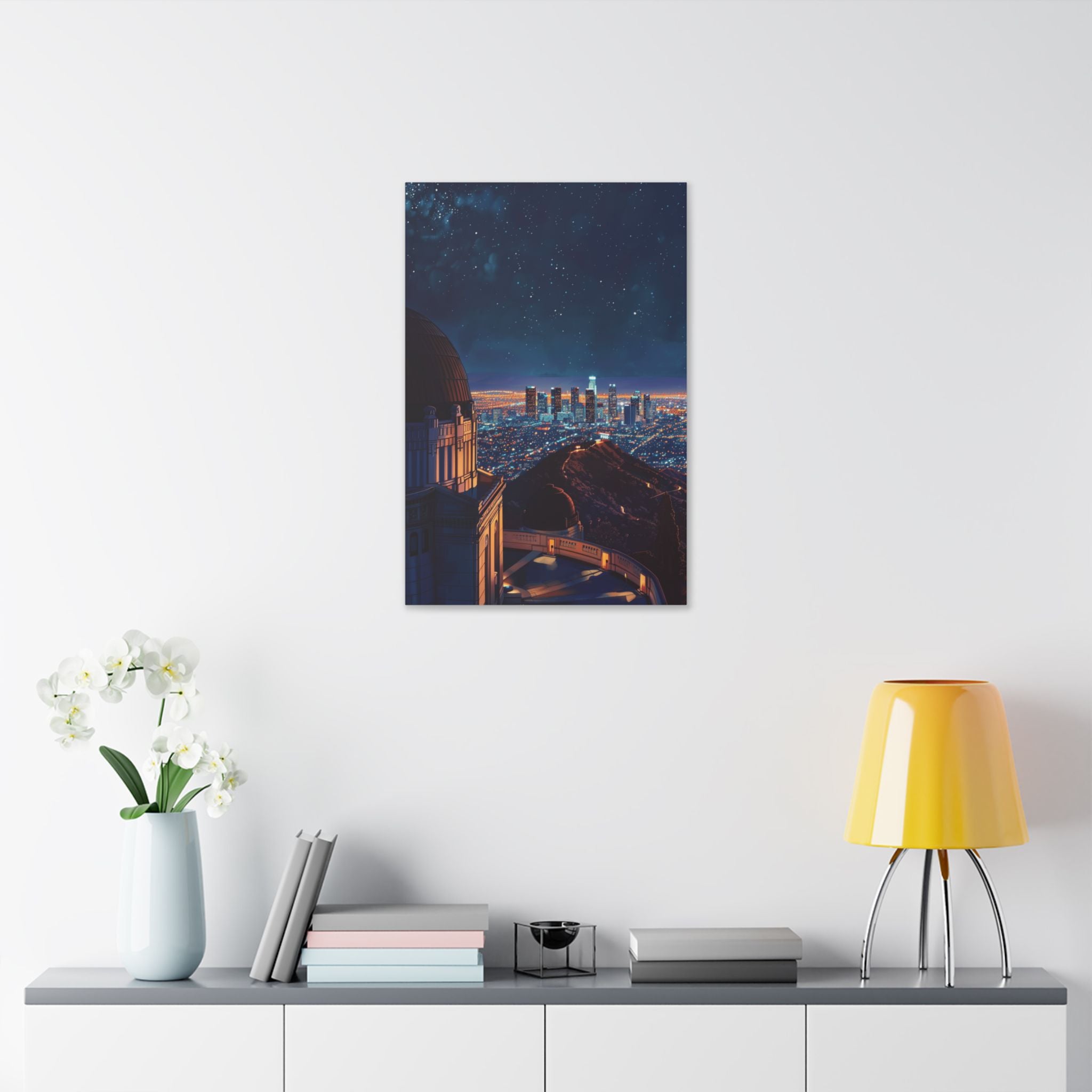 Los Angeles Night Skyline Canvas Print — Griffith Observatory Cityscape Wall Art