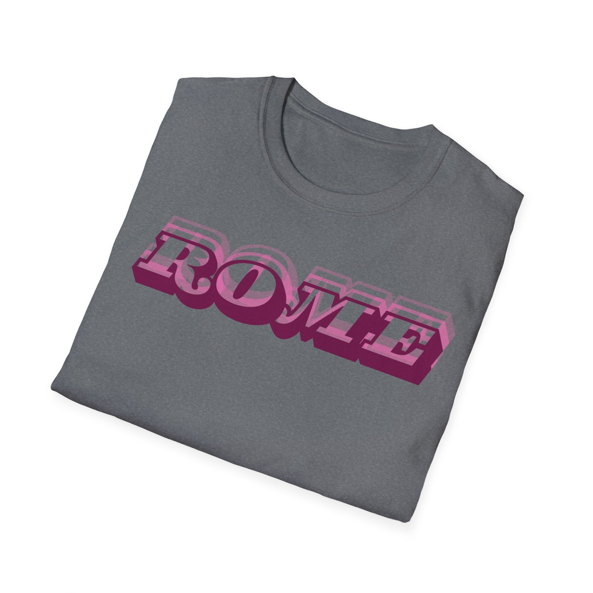ROME 3D Retro Text T-Shirt | Pink Ombre City Typography