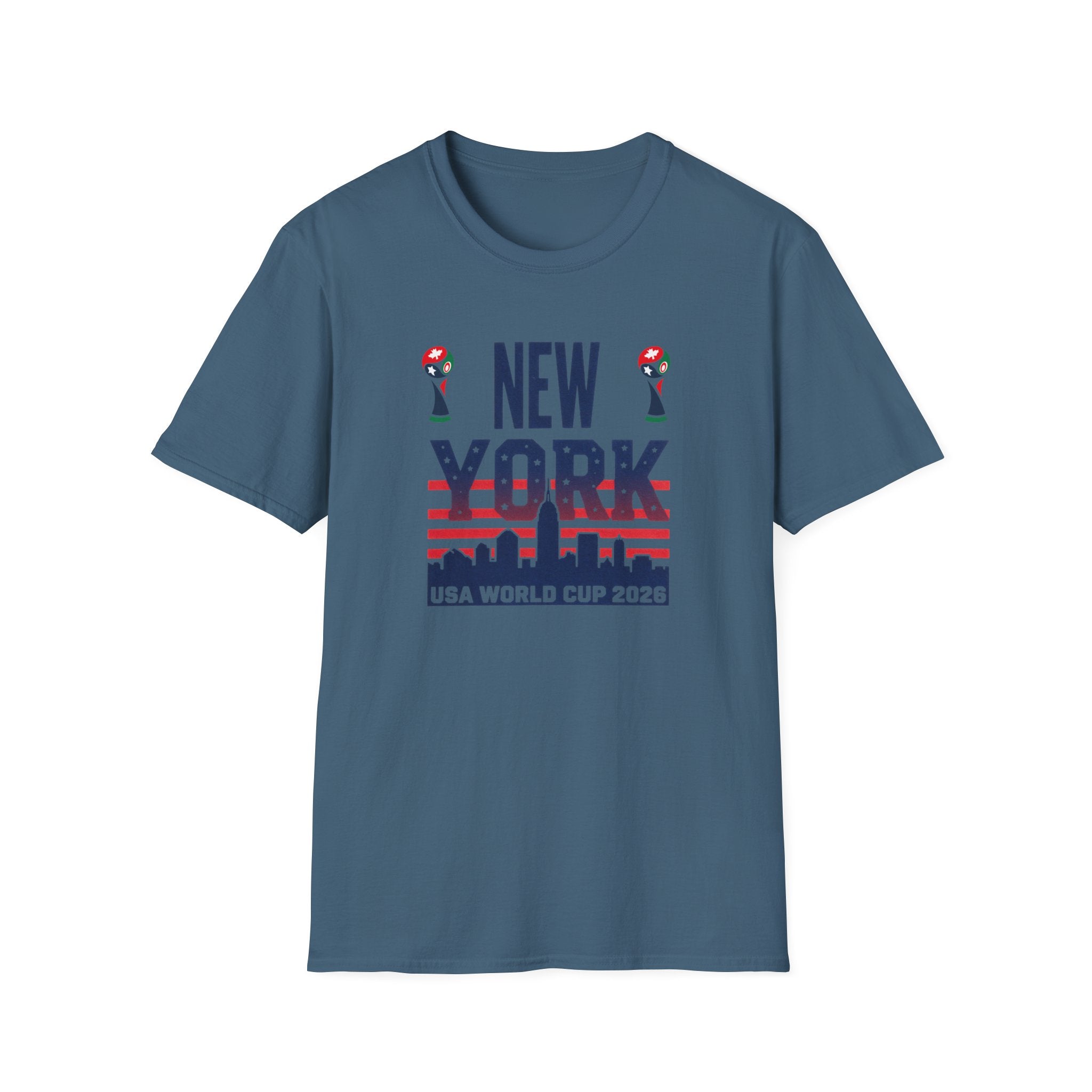 New York USA World Cup 2026 T-Shirt — American Flag Skyline Soccer Tee