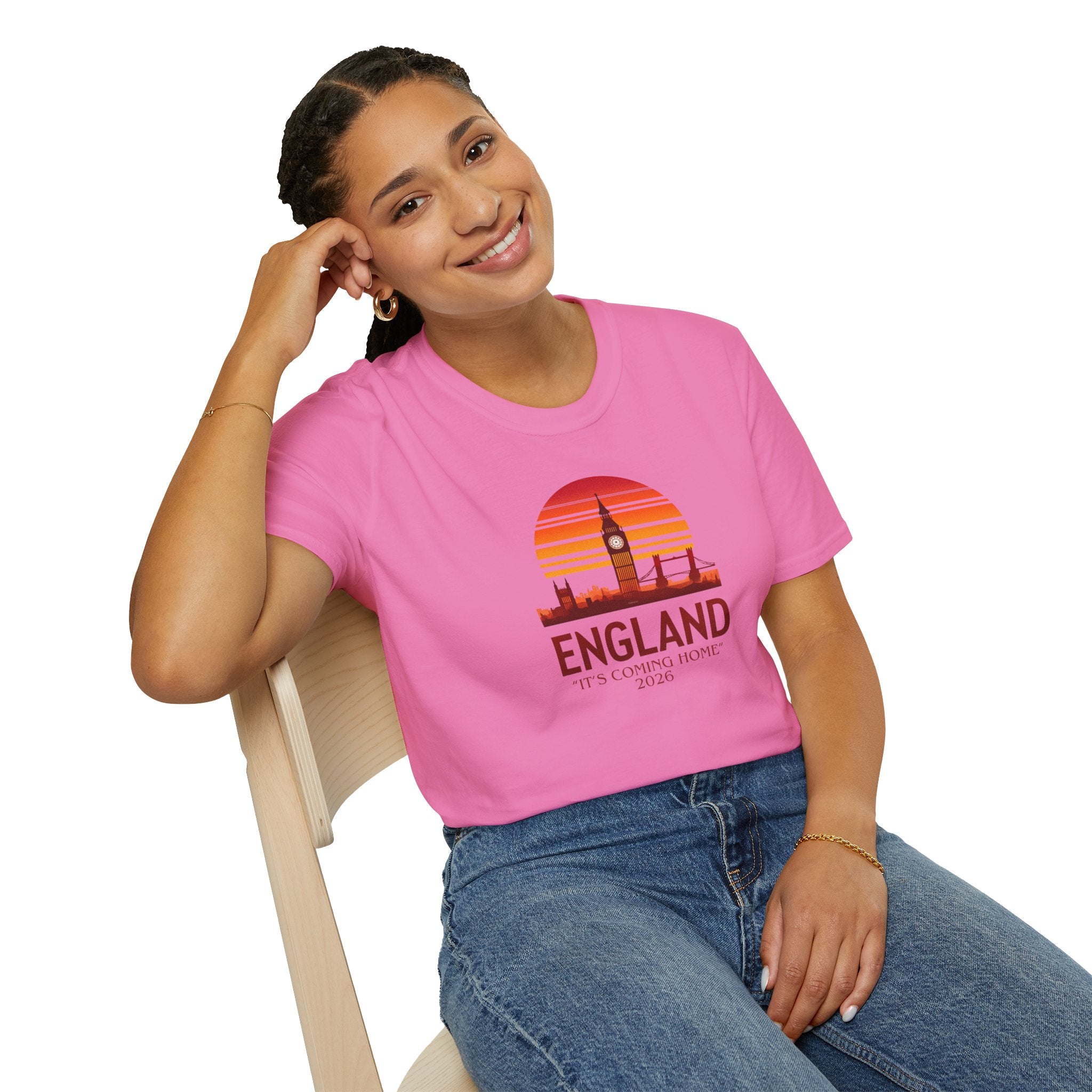 England Skyline World Cup 2026 T‑Shirt — "England It's Coming Home" Retro Sunset Tee
