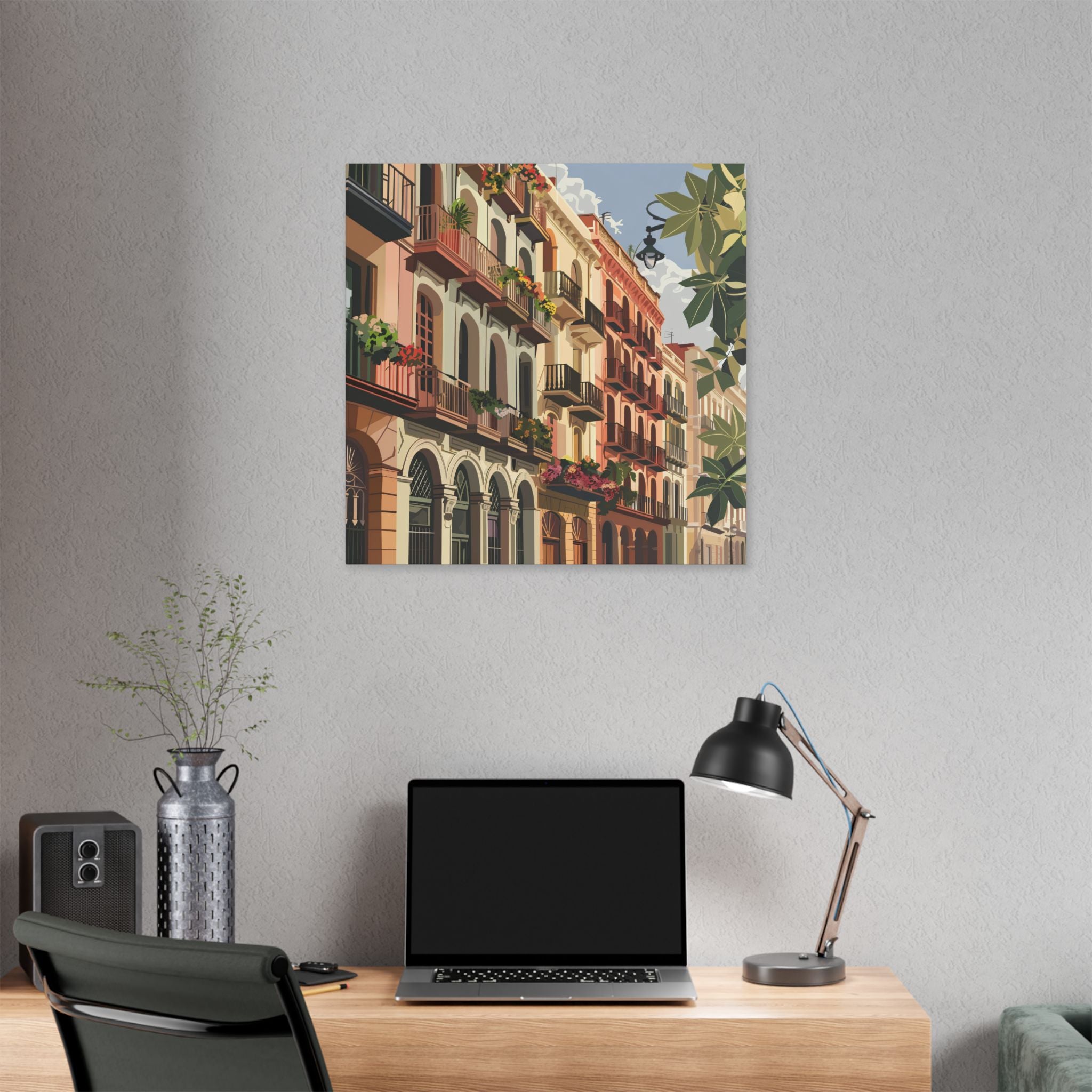 Mediterranean Balcony Street Canvas