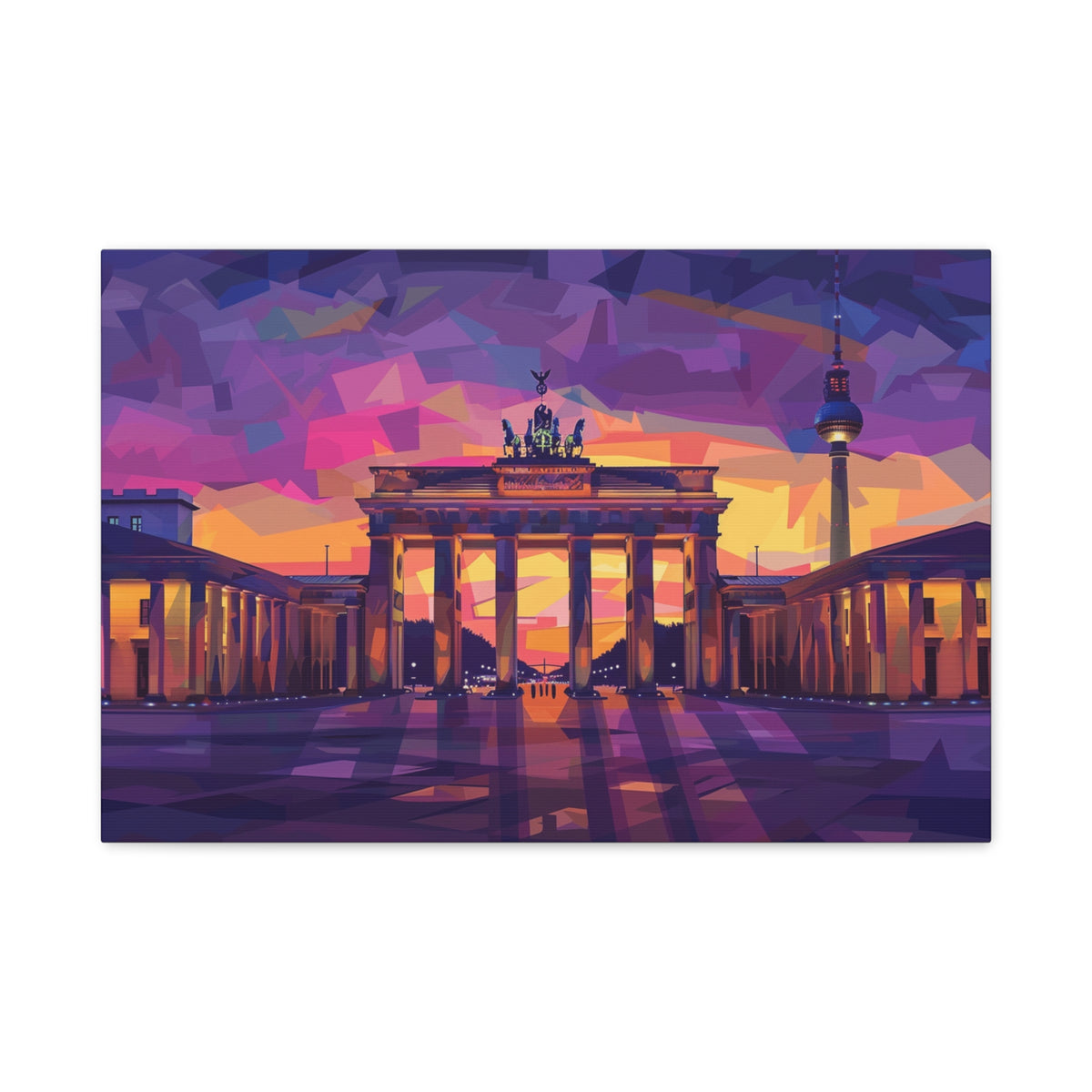 Brandenburg Gate Sunset Canvas — Colorful Berlin Landmark Wall Art