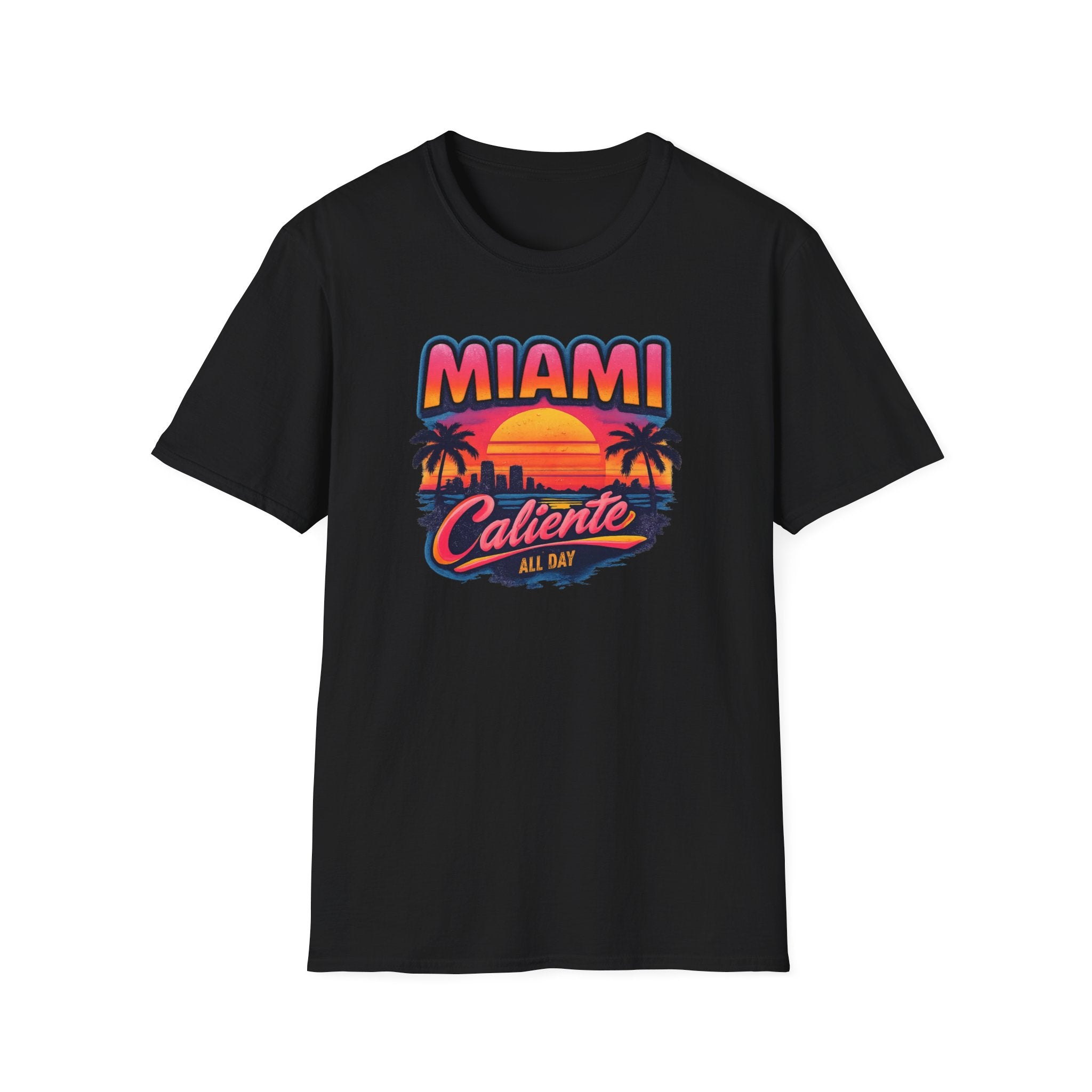 Miami Caliente Sunset T-Shirt — Vintage Palm Beach Vacation Tee