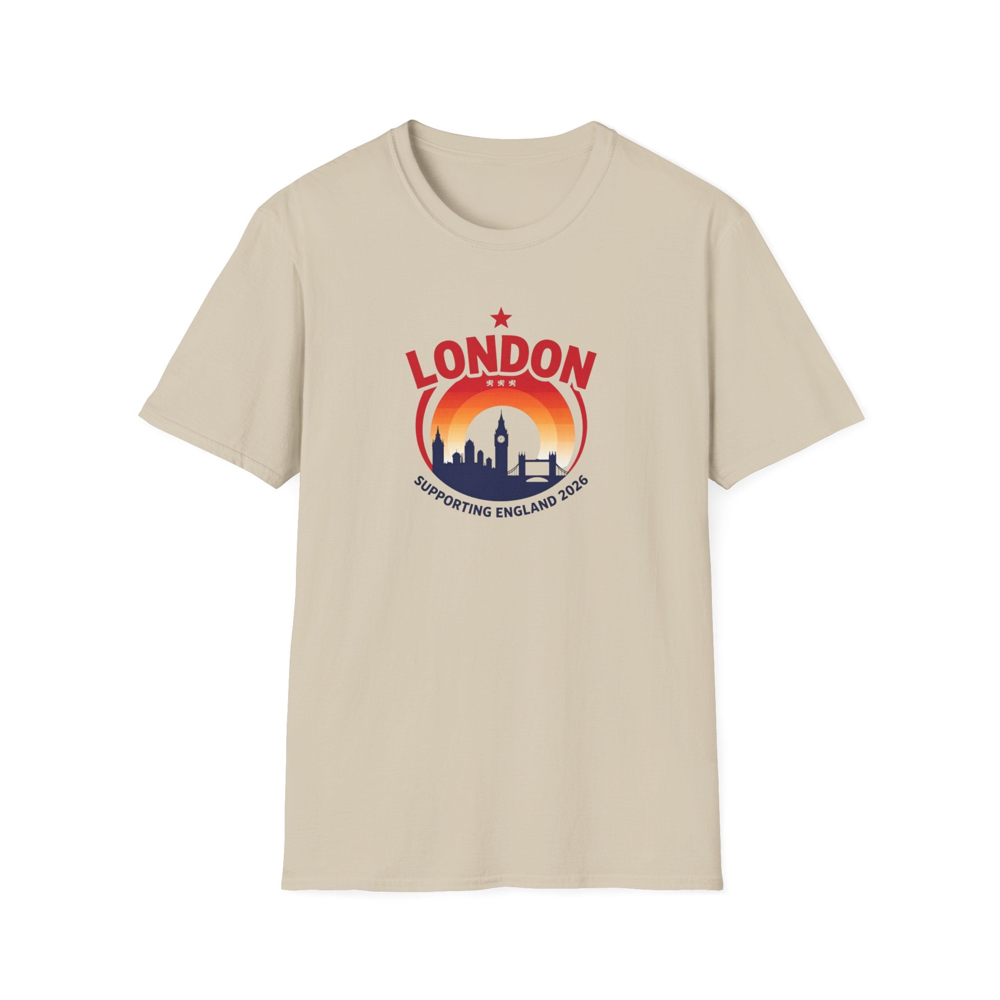 London Skyline World Cup 3 Lions T-Shirt — Supporting England 2026 Sunset Graphic