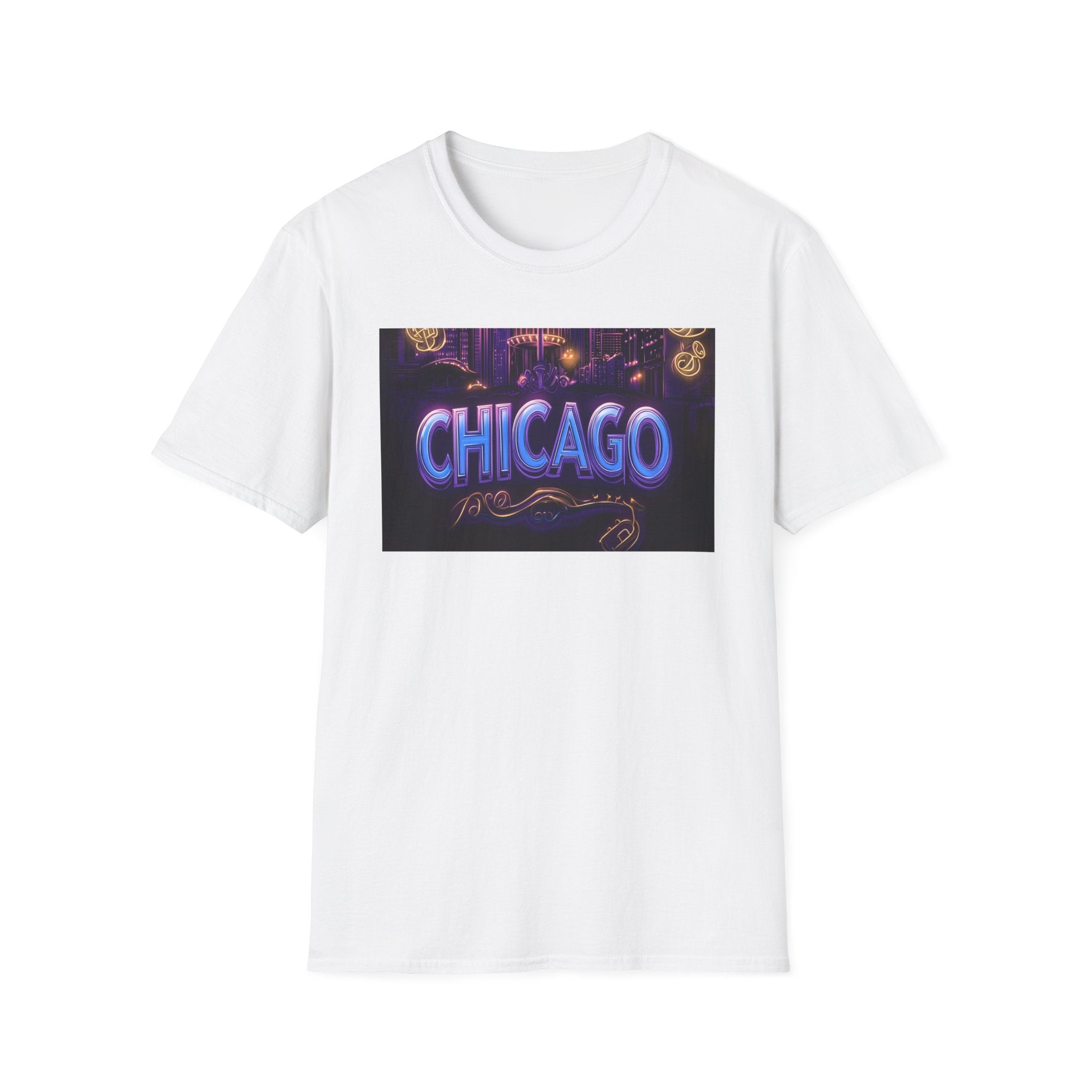 Chicago Neon Sign T-Shirt | Vintage Neon City Design