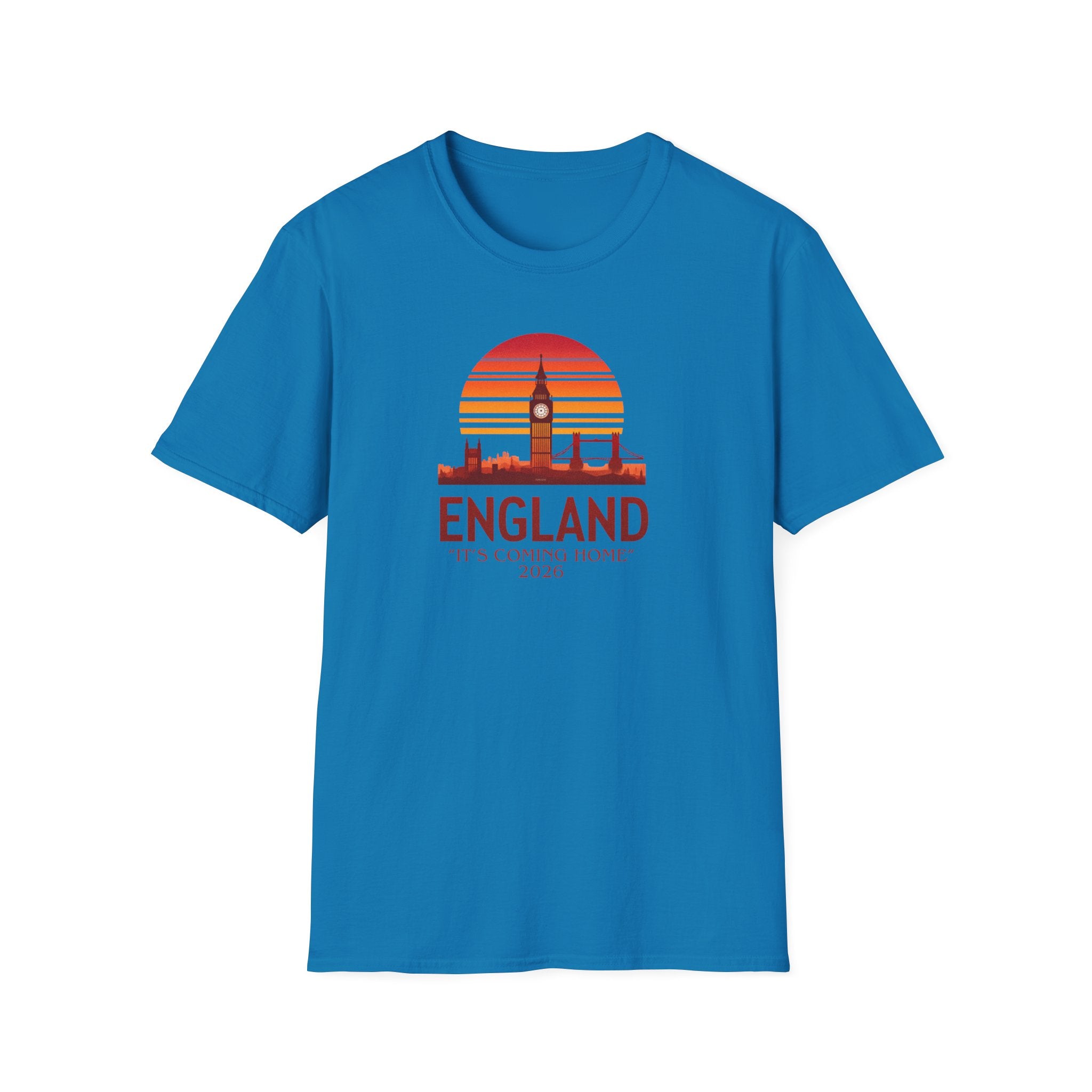 England Skyline World Cup 2026 T‑Shirt — "England It's Coming Home" Retro Sunset Tee
