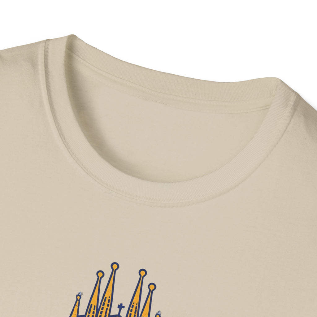 Barcelona Stadium and Sagrada Família Soccer T-Shirt | Football City Design