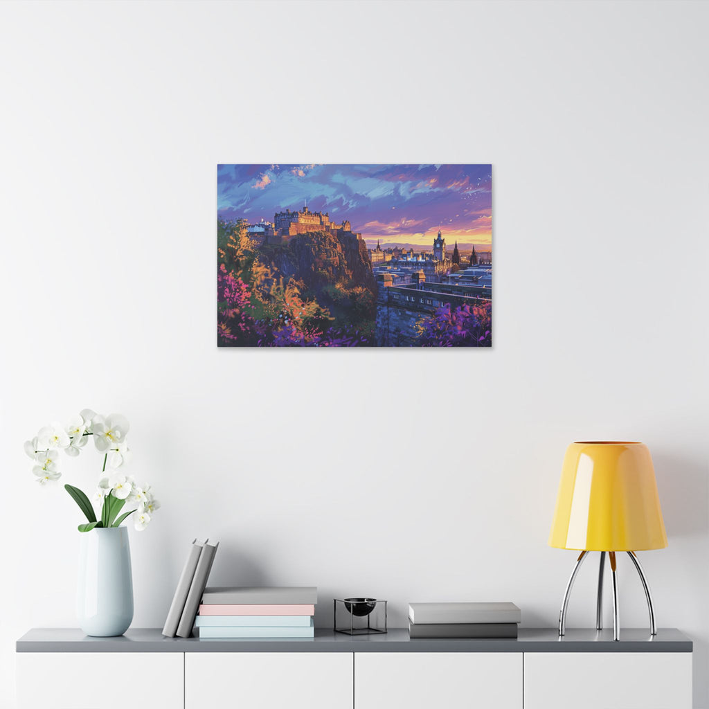 Edinburgh Castle Sunset Canvas Print — Vibrant Cityscape Wall Art