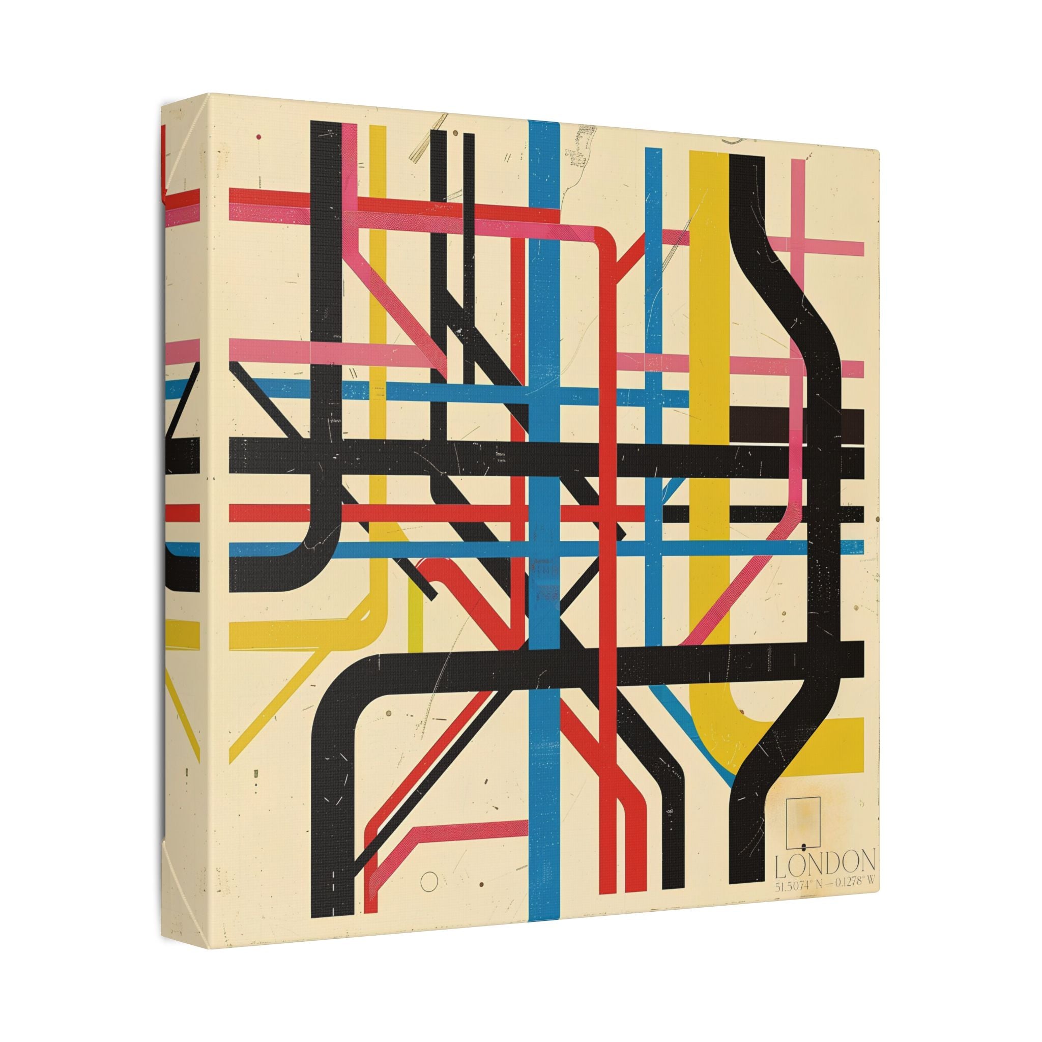 London Subway Map Art Canvas — Retro Abstract Transit Wall Decor