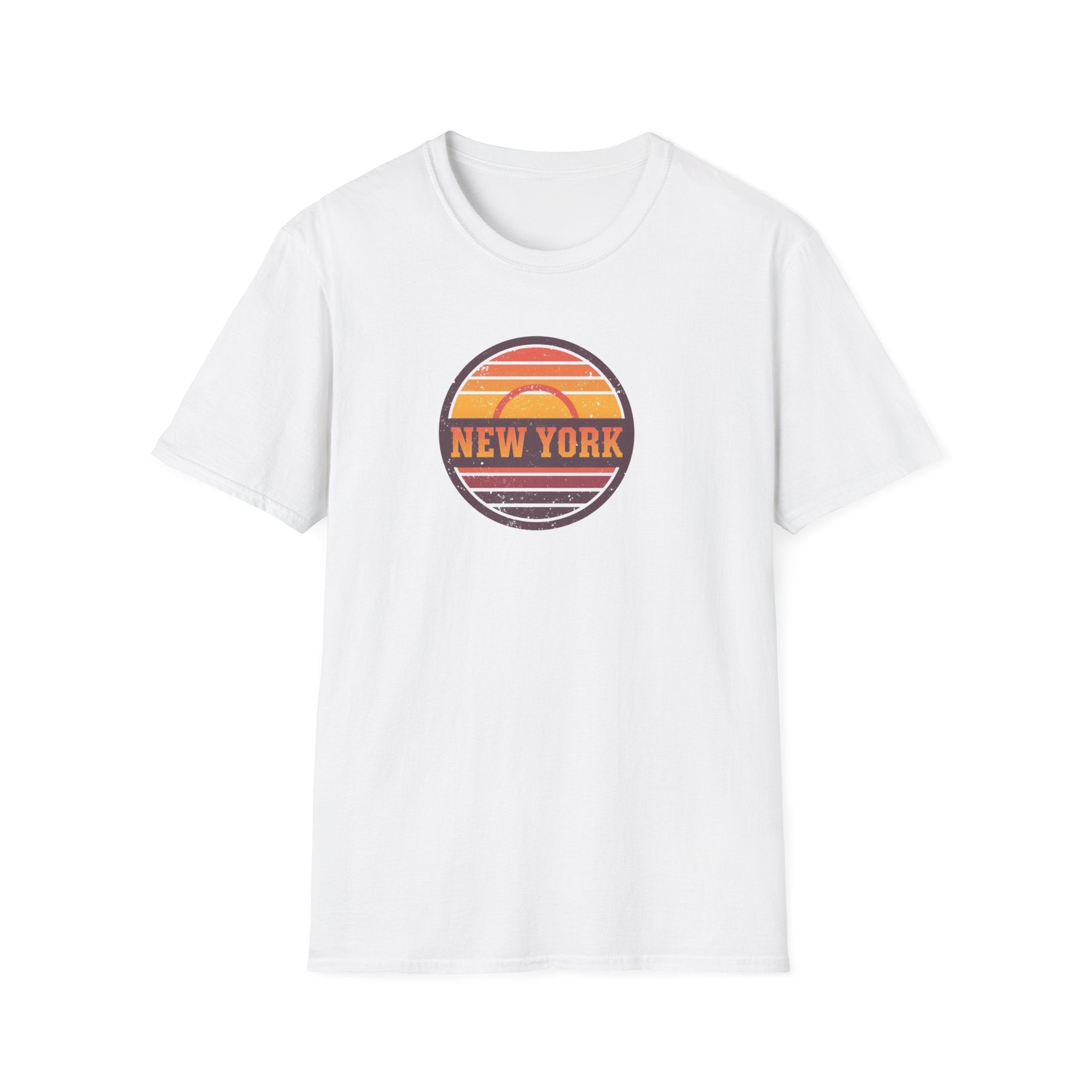 New York sunset badge T-Shirt | vintage retro city graphic