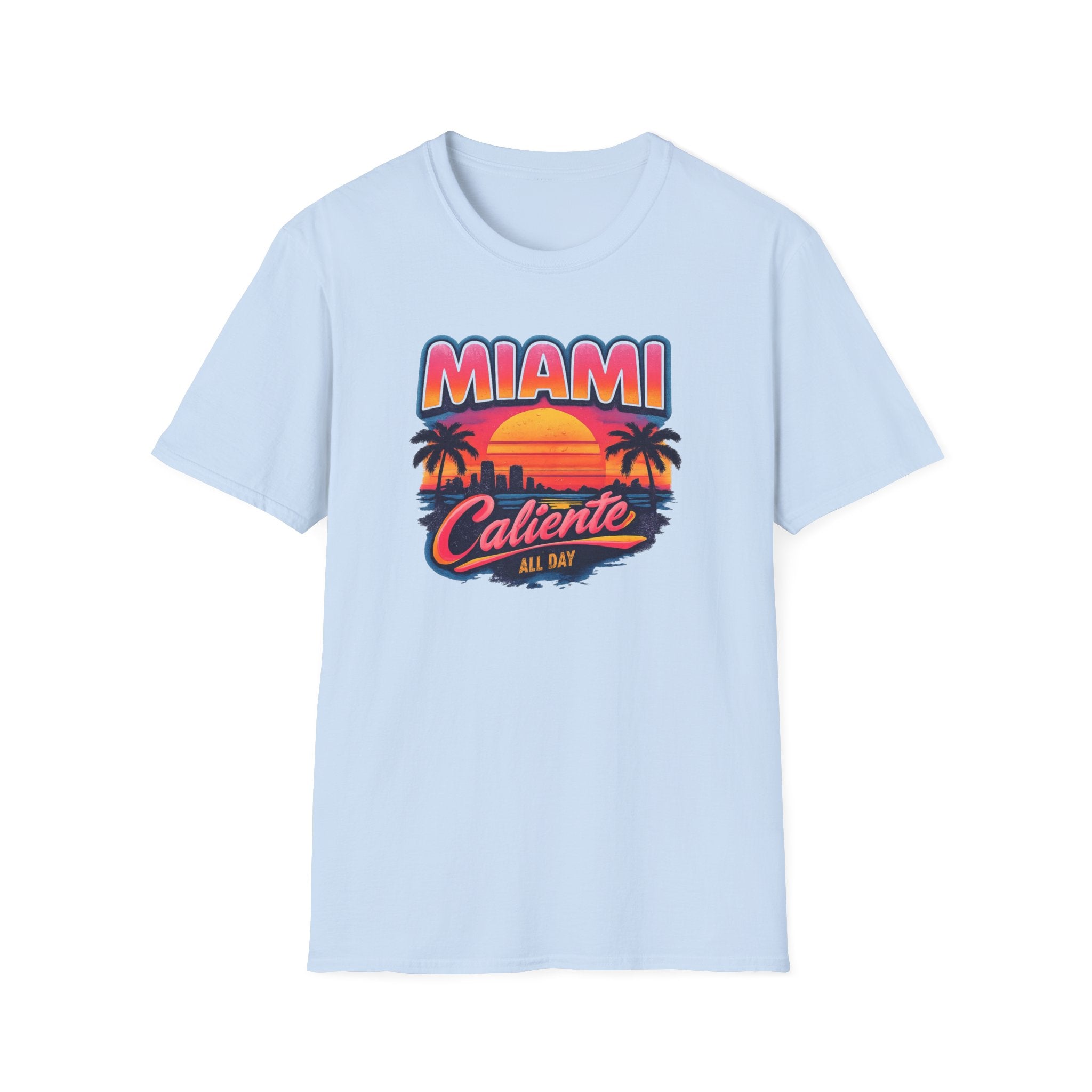 Miami Caliente Sunset T-Shirt — Vintage Palm Beach Vacation Tee