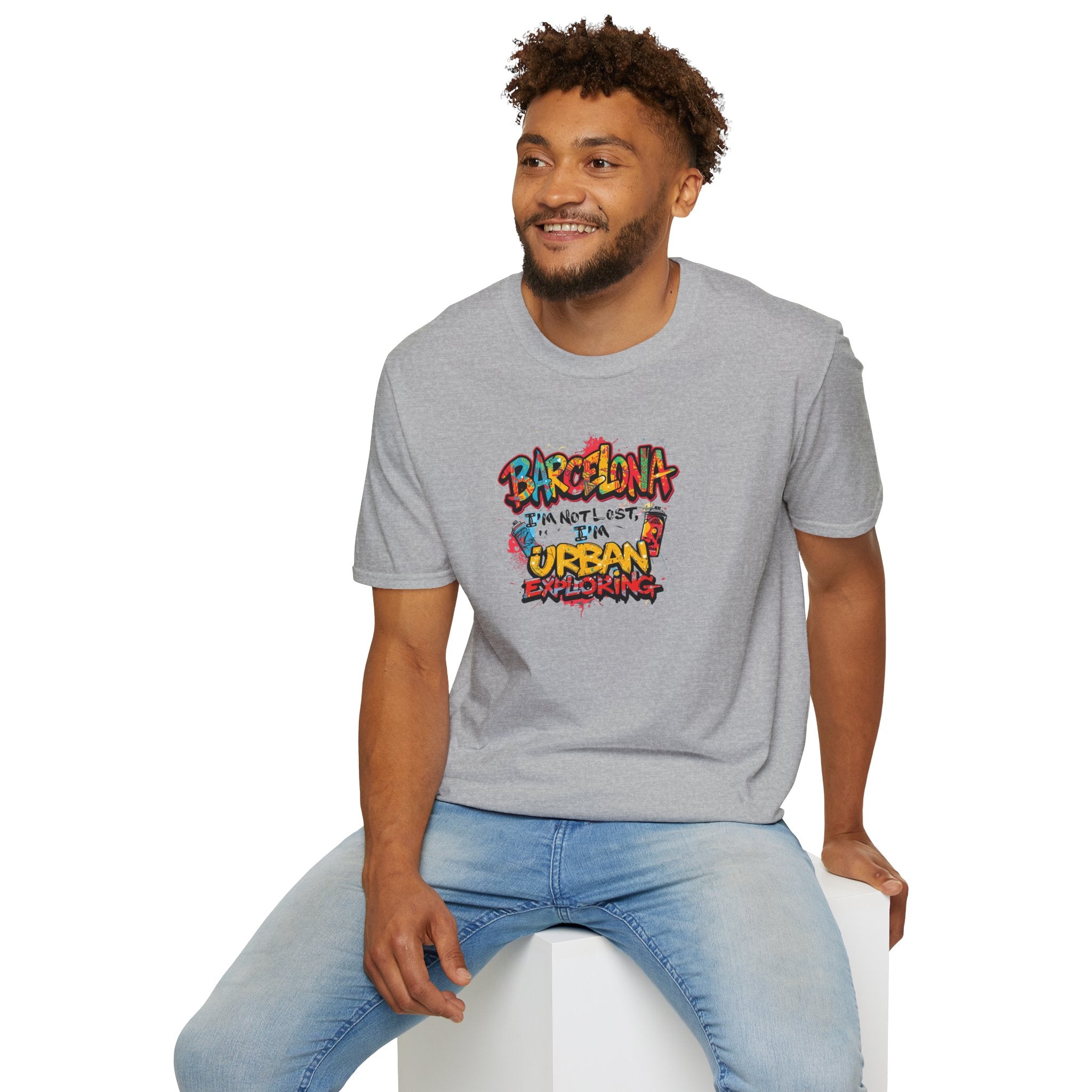 Barcelona Urban Graffiti T‑Shirt – Colorful Street Art Travel Tee